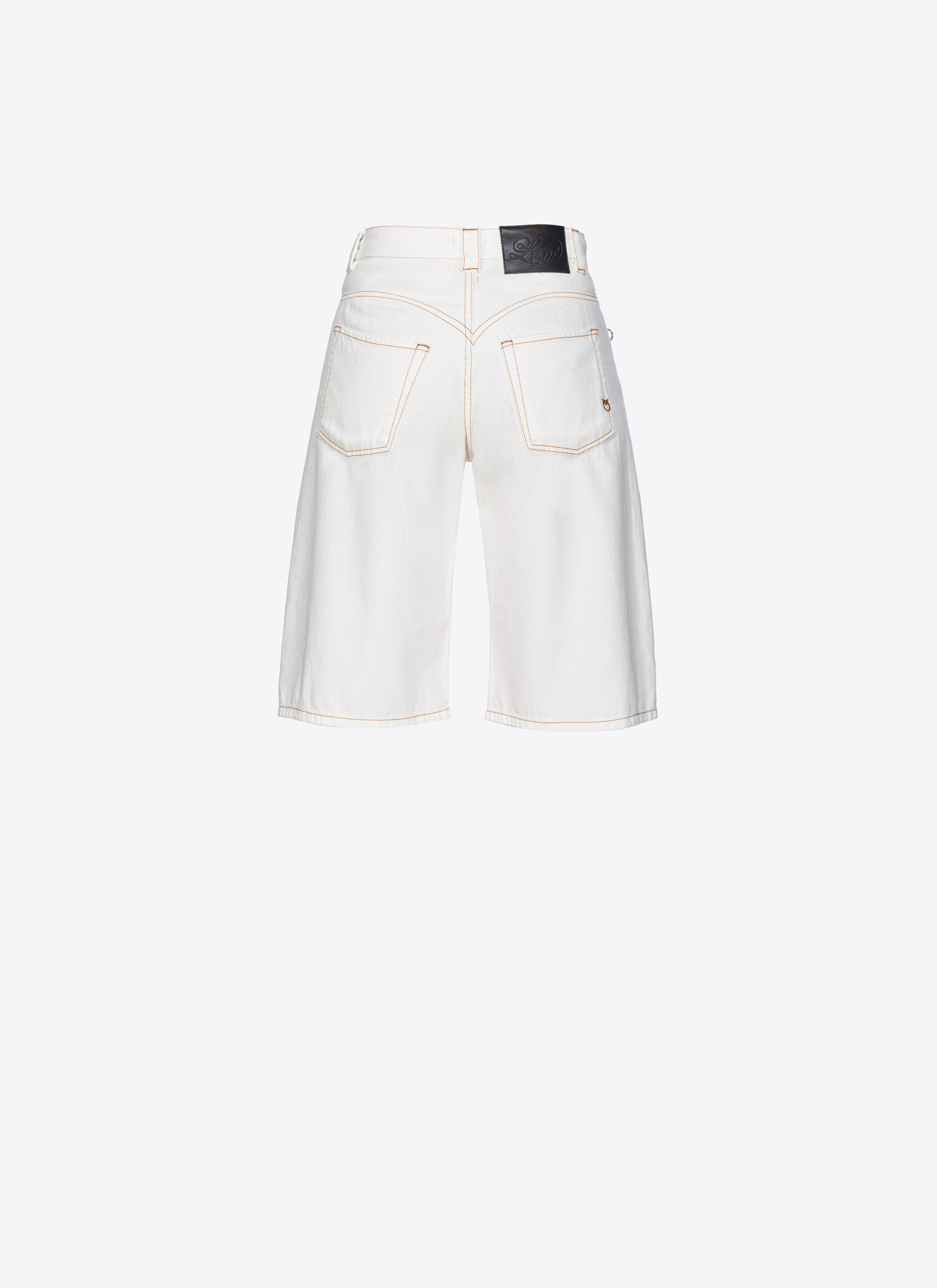 PINKO Honey frayed denim shorts - White