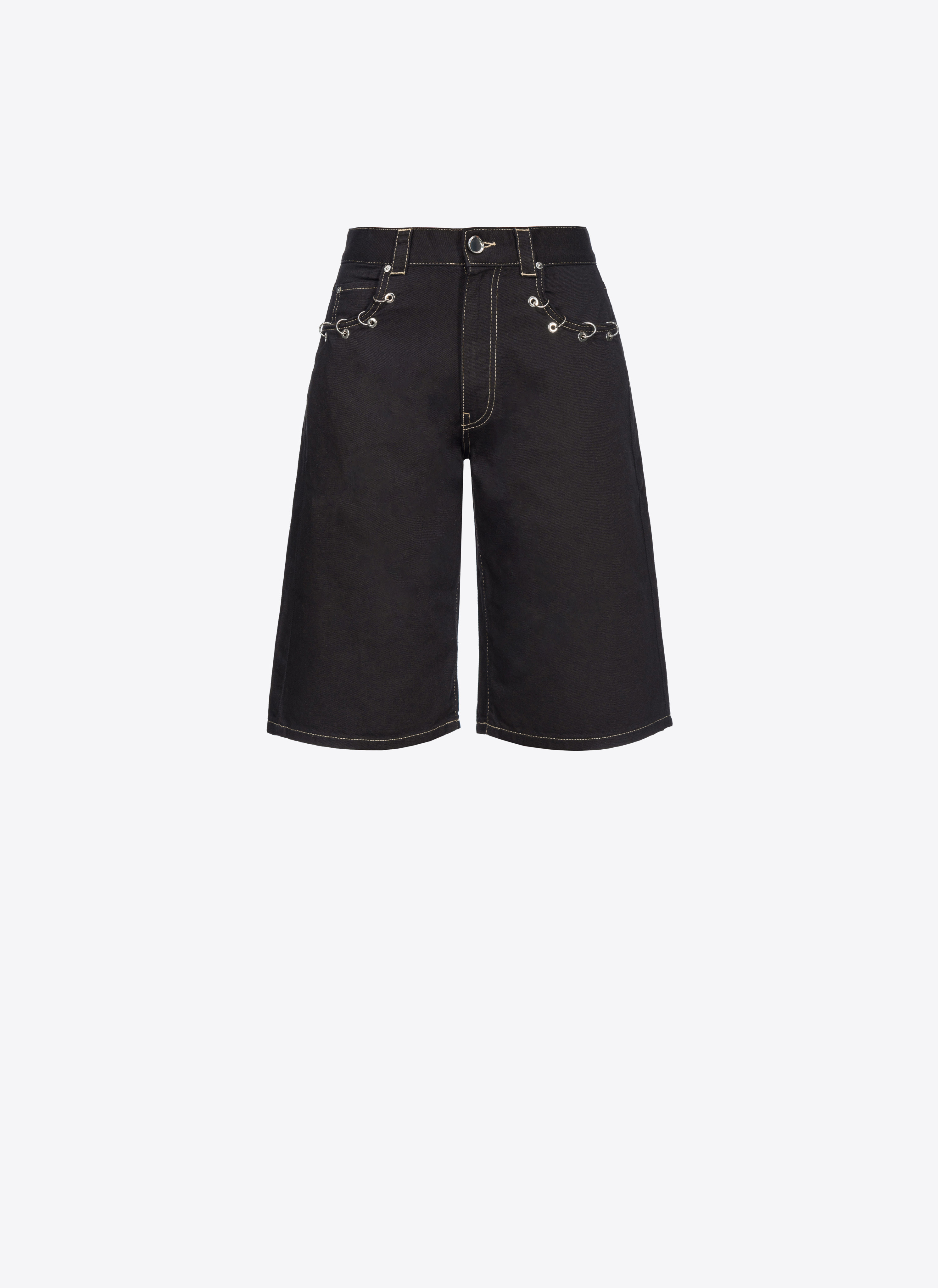 Pinko Bermudashorts aus Bull-Denim mit Piercings