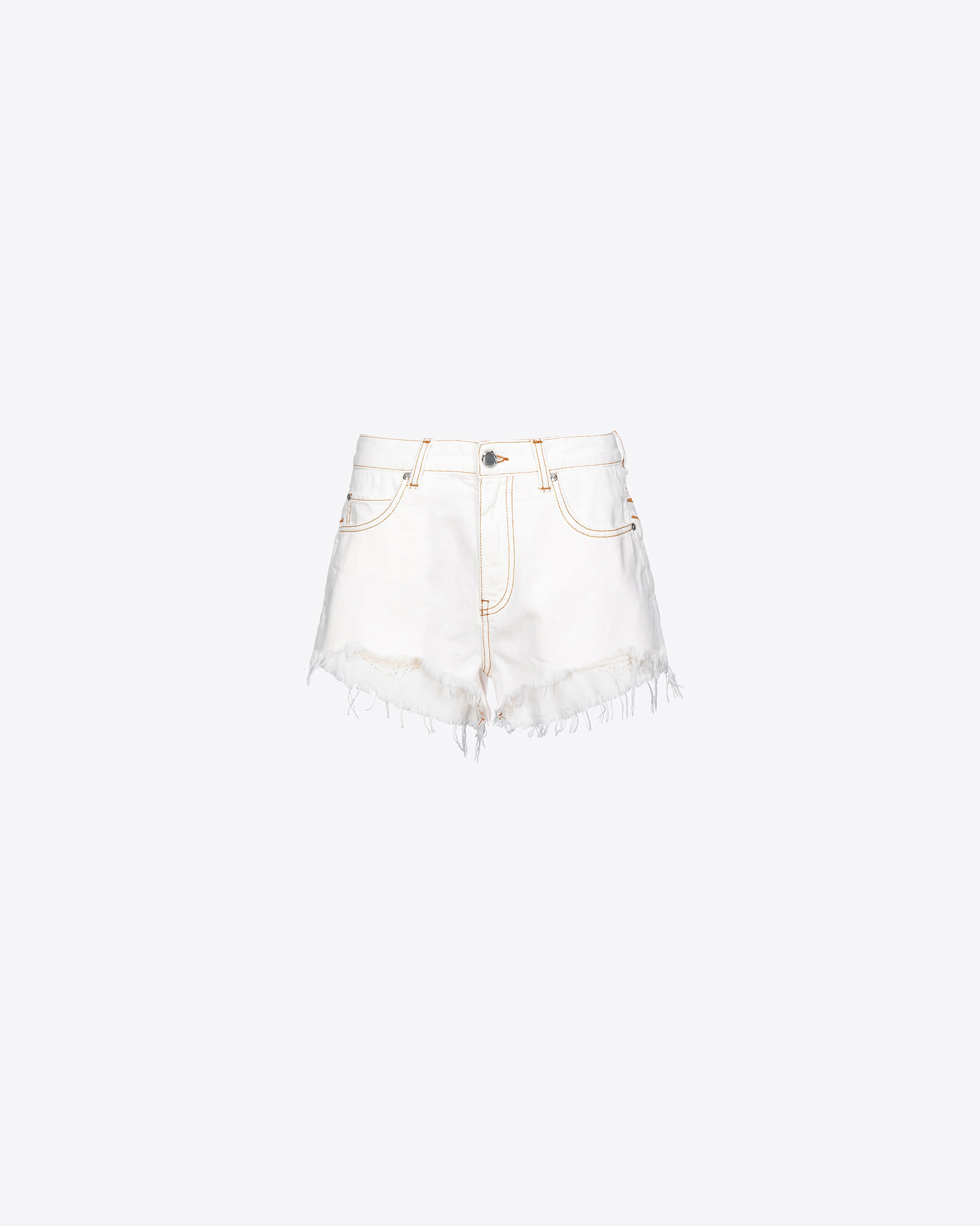 Pinko Fringed Shorts With Embroidery On The Back In Snow White