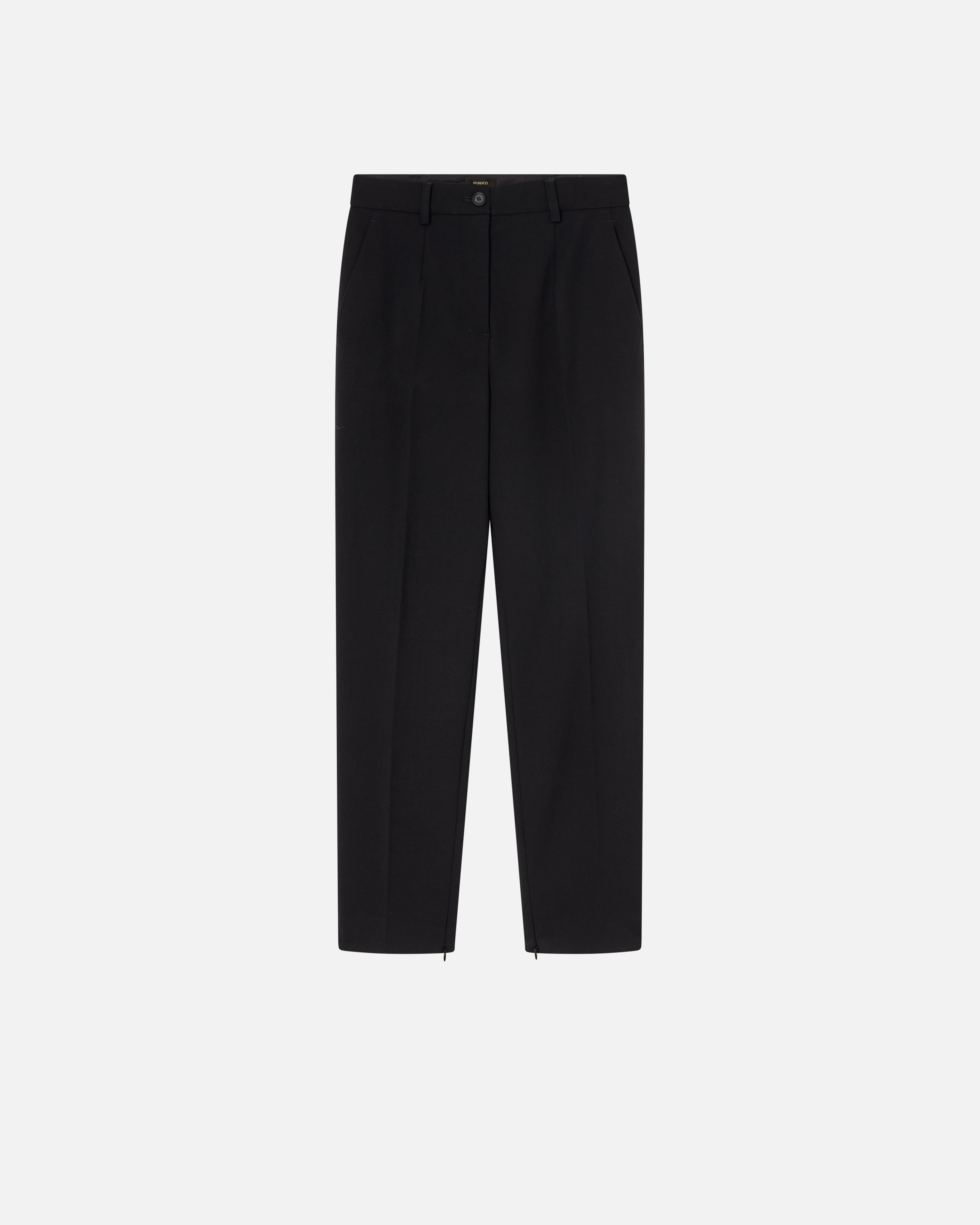 Pinko Slim-fit Elegant Trousers With Side Slits In Limo Black