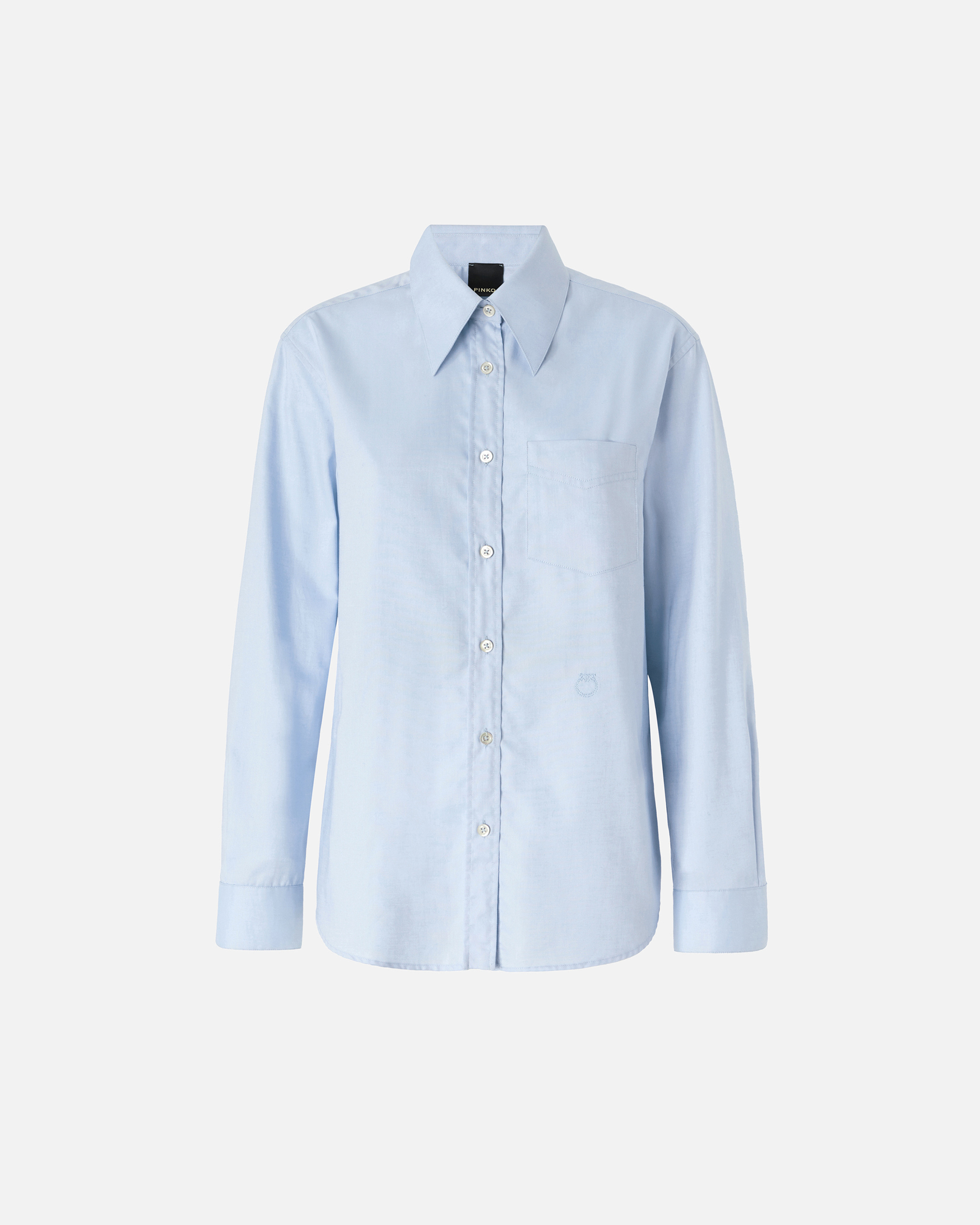 Pinko Azurblaue Oxford-Baumwollbluse