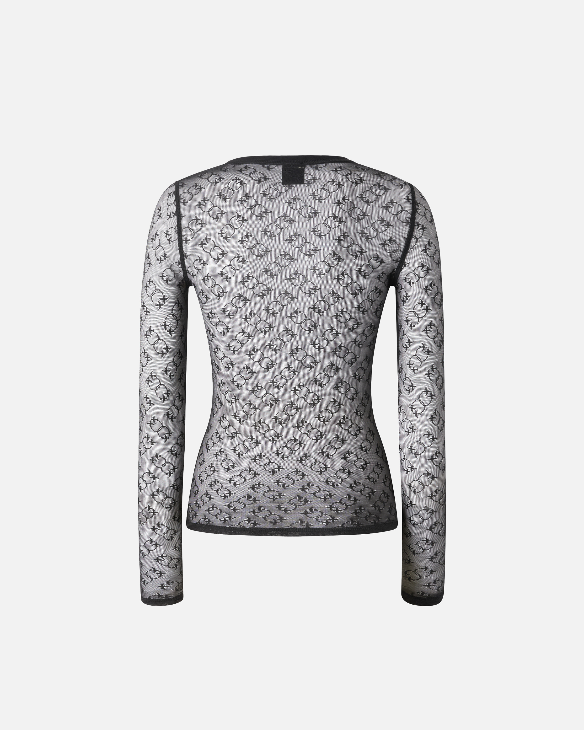 Лонгслив из прозрачного кружева Monogram - ЧЕРНЫЙ - large