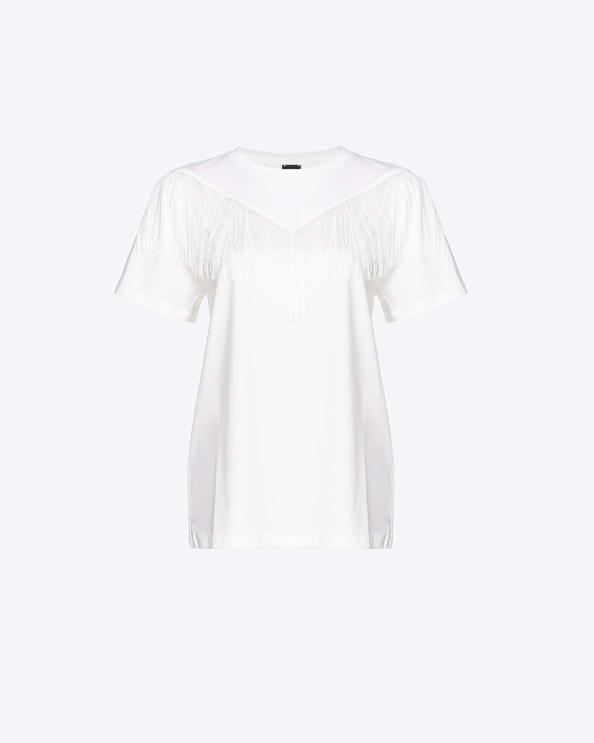 Pinko, T-shirt with fine fringing, Snow white, XL