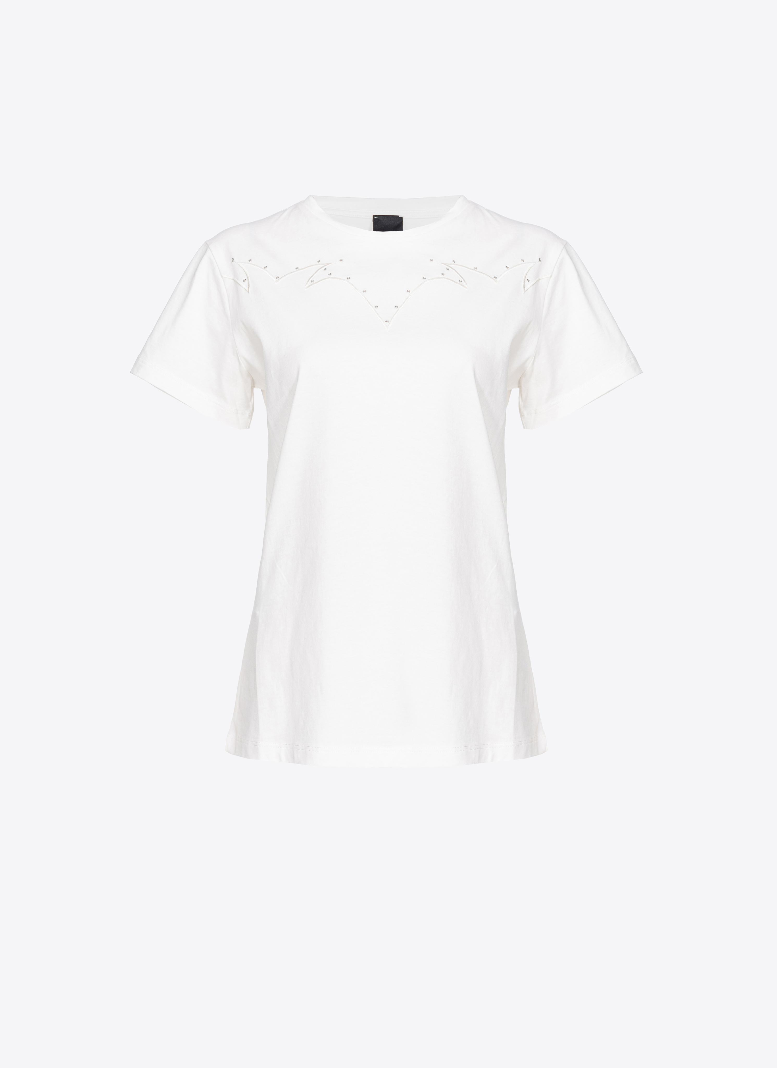 Pinko, T-shirt with rodeo embroidery, Snow white, S