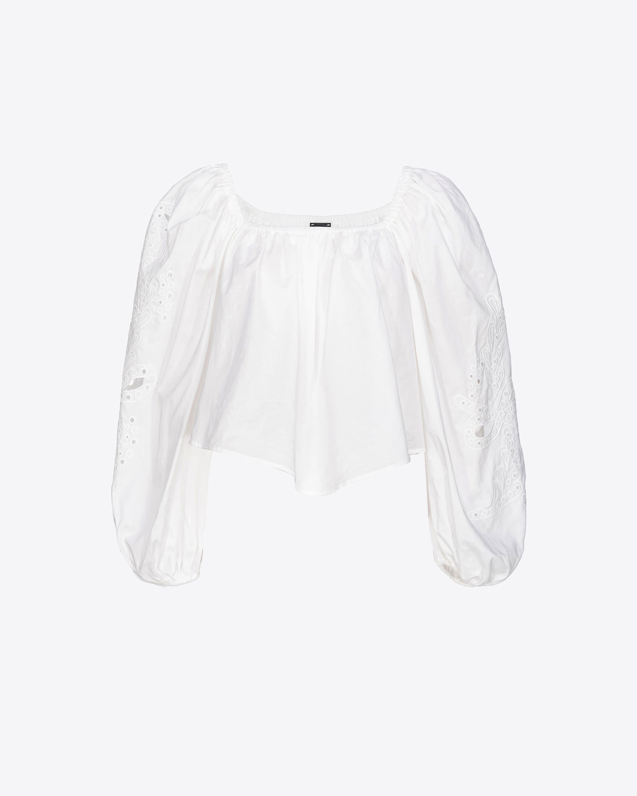 Pinko, Short blouse with broderie anglaise, Snow white, 42