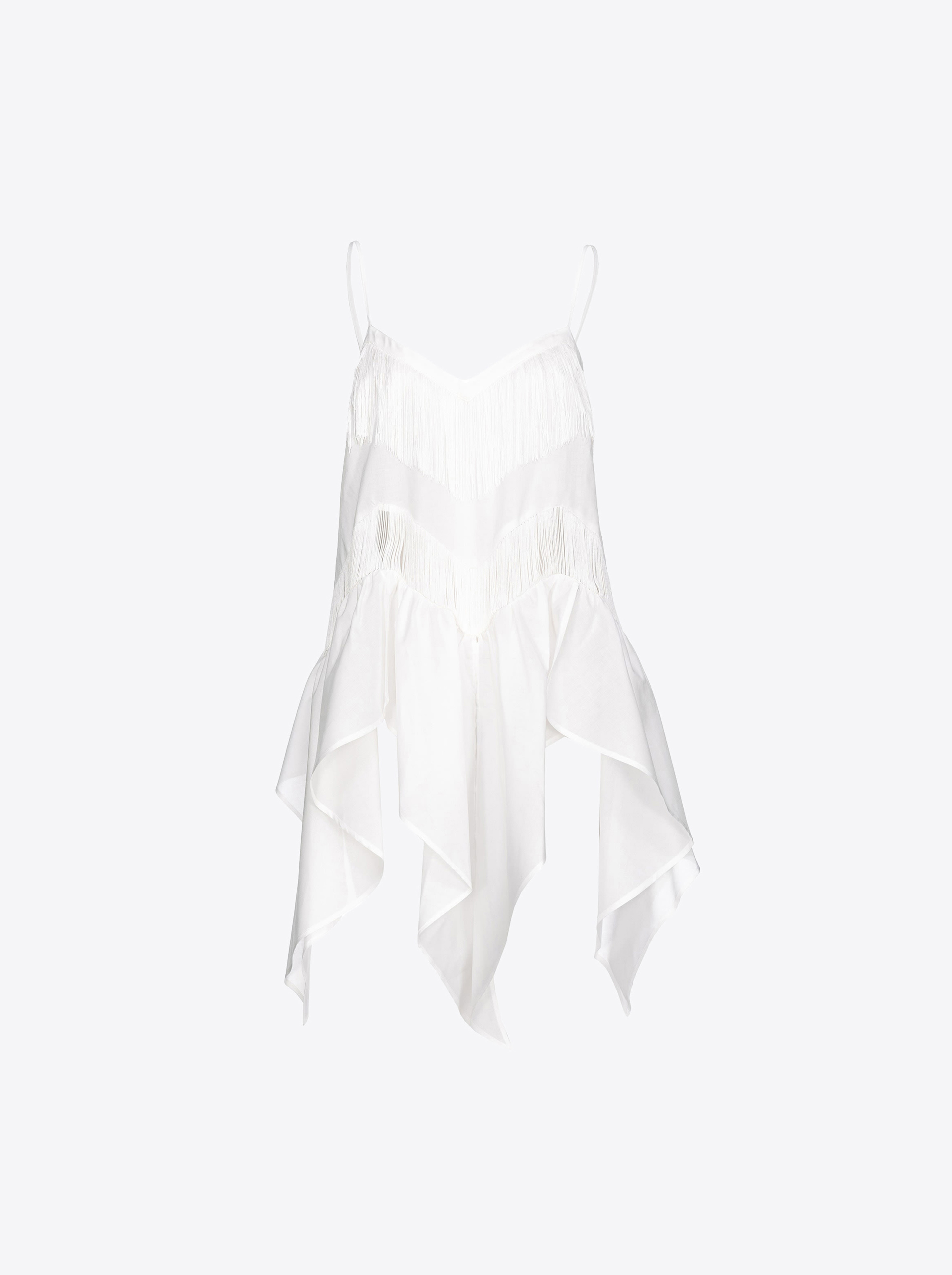 Pinko, Muslin top with fringing, Snow white, 36