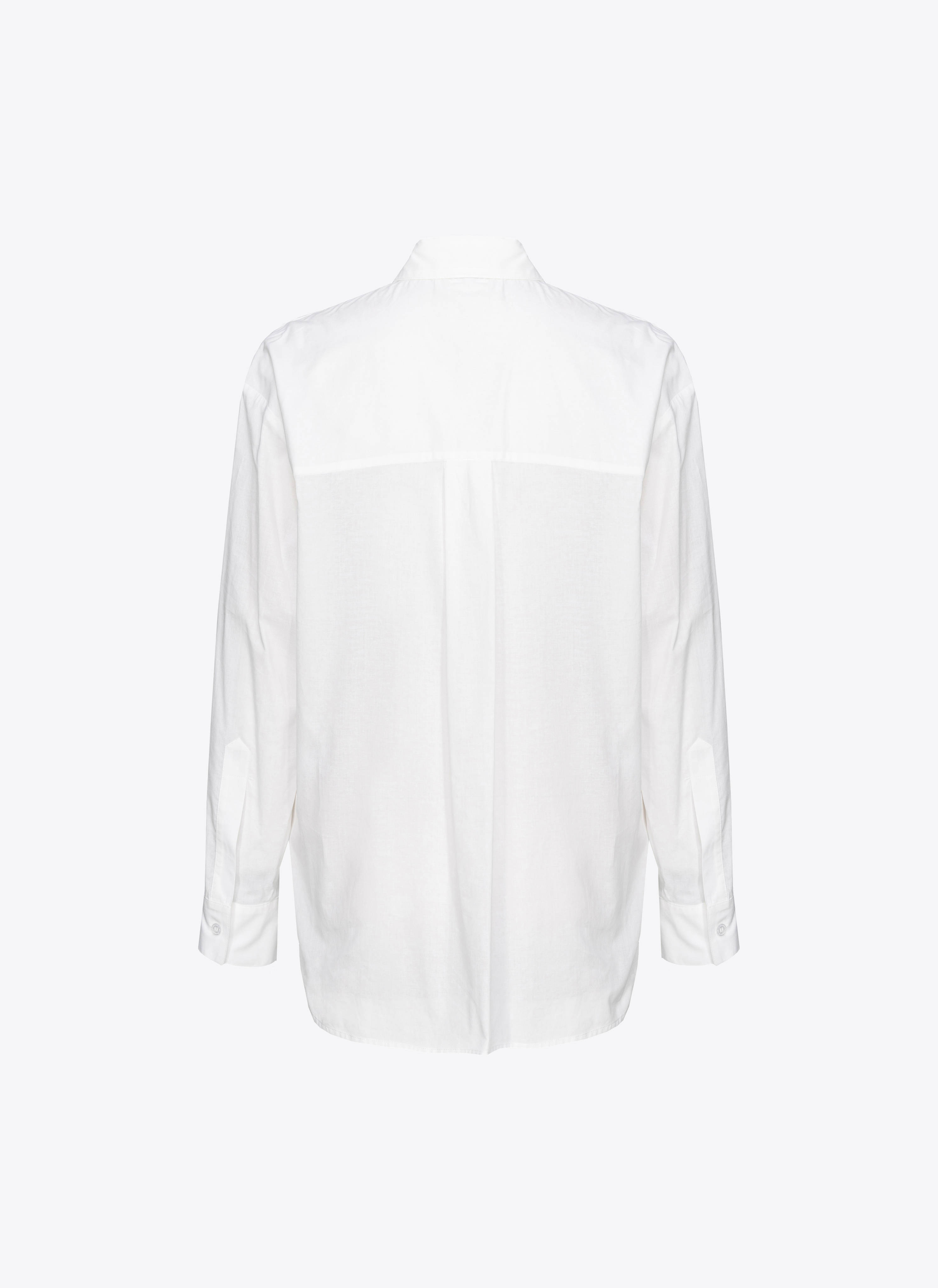 Shop Pinko Muslin Shirt With Fringing In Blanc-blanche-neige