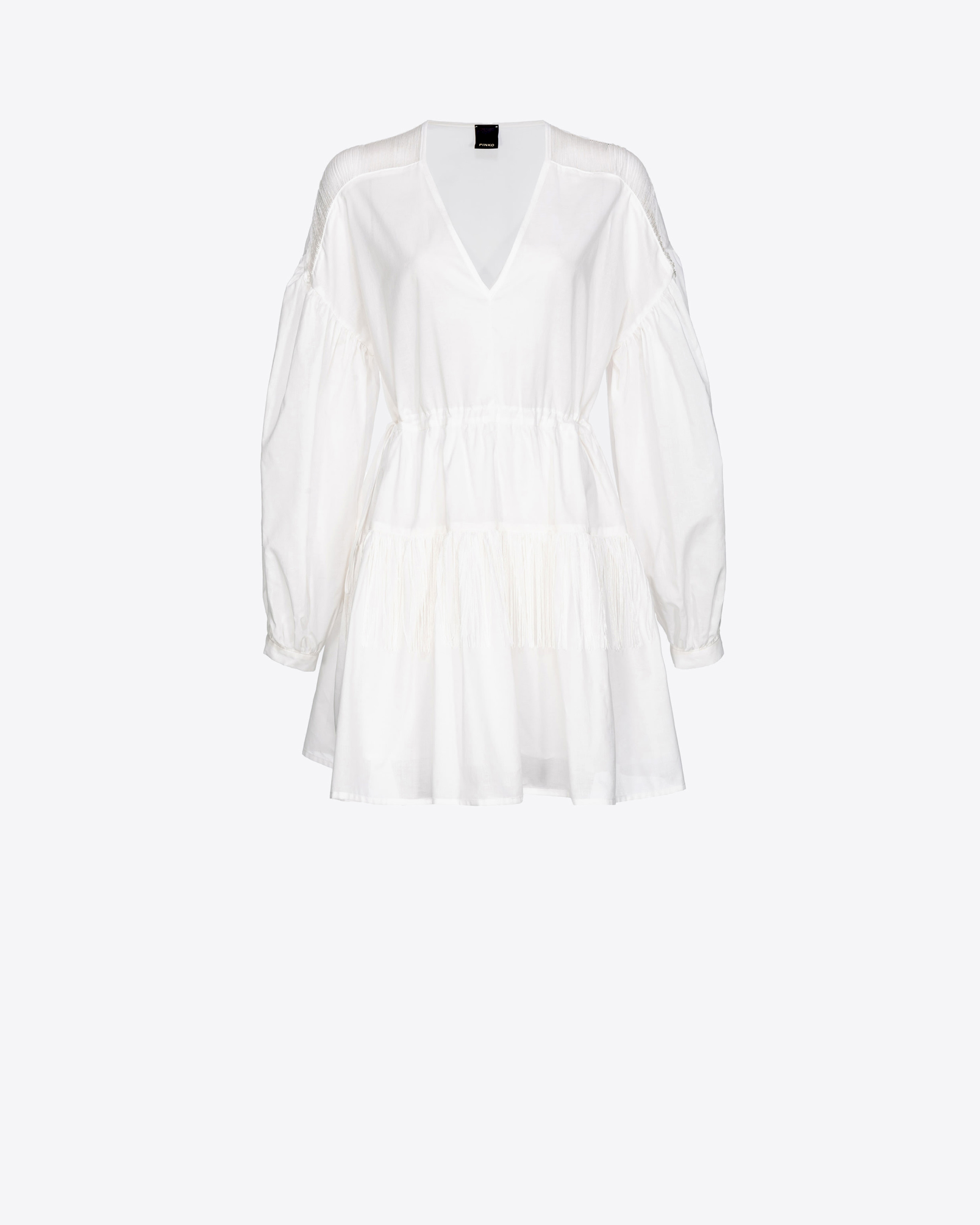 Muslin mini dress with fringing PINKO → Shop Online