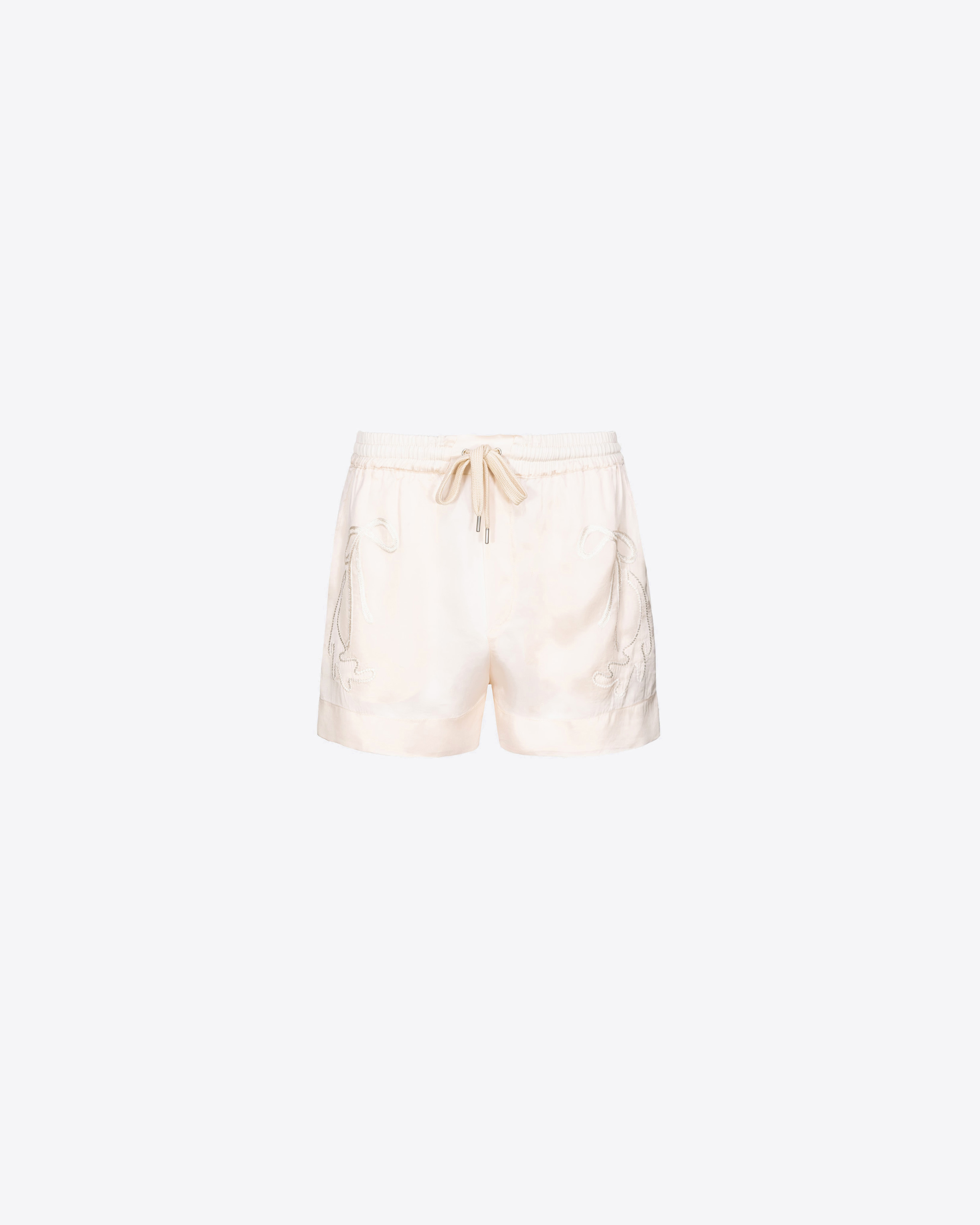 Pinko Satin Shorts With Rodeo Embroidery In Rose