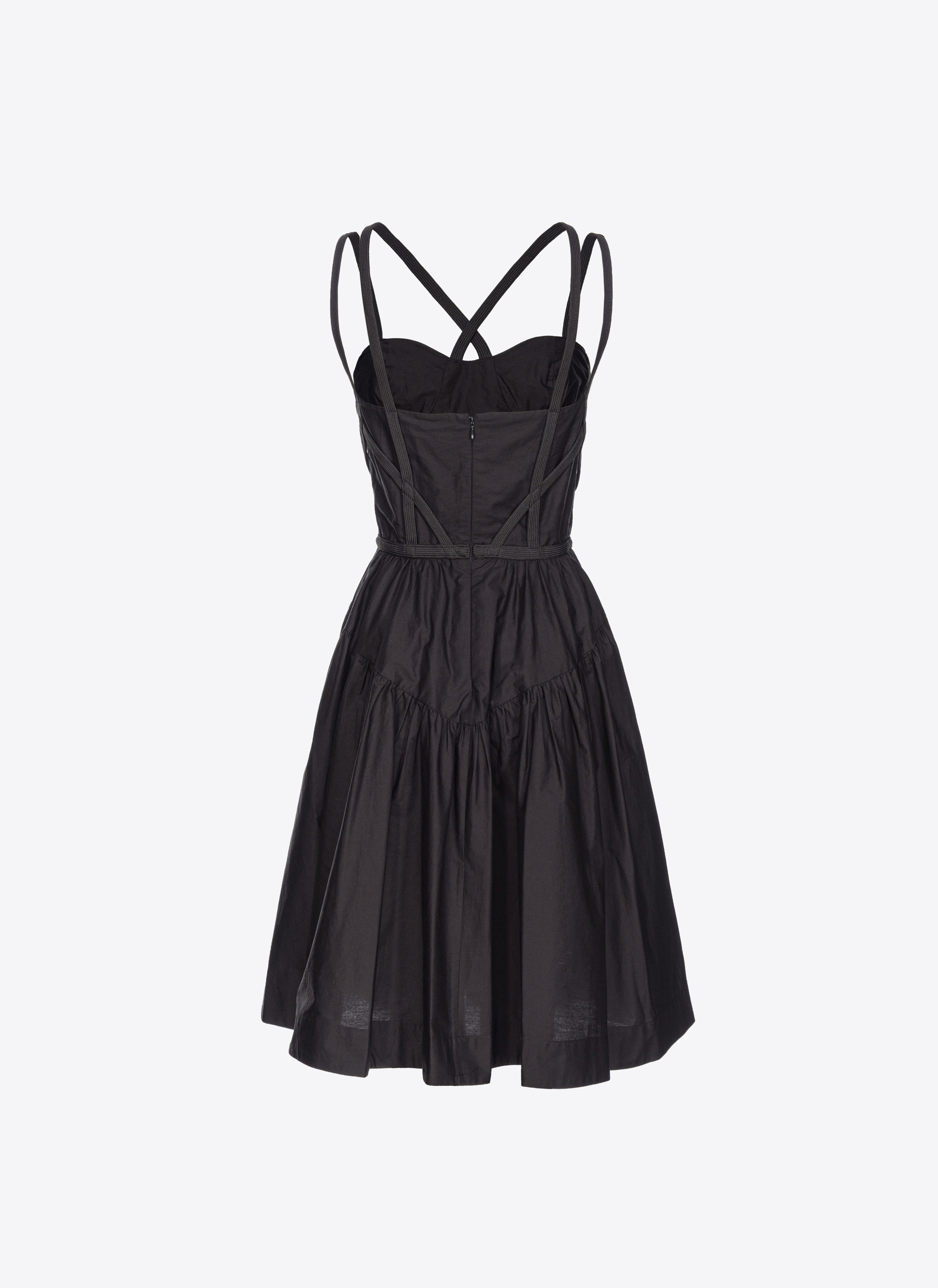 Shop Pinko Poplin Dress With Bustier Lacing In Limo Black