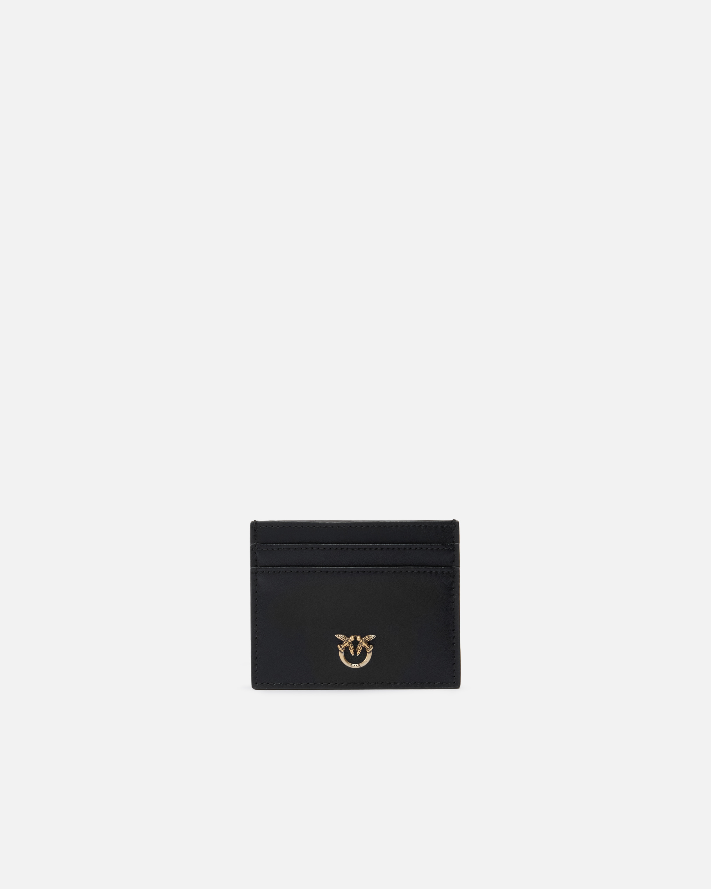 Pinko Leather Card Holder With Love Birds Logo In Multi