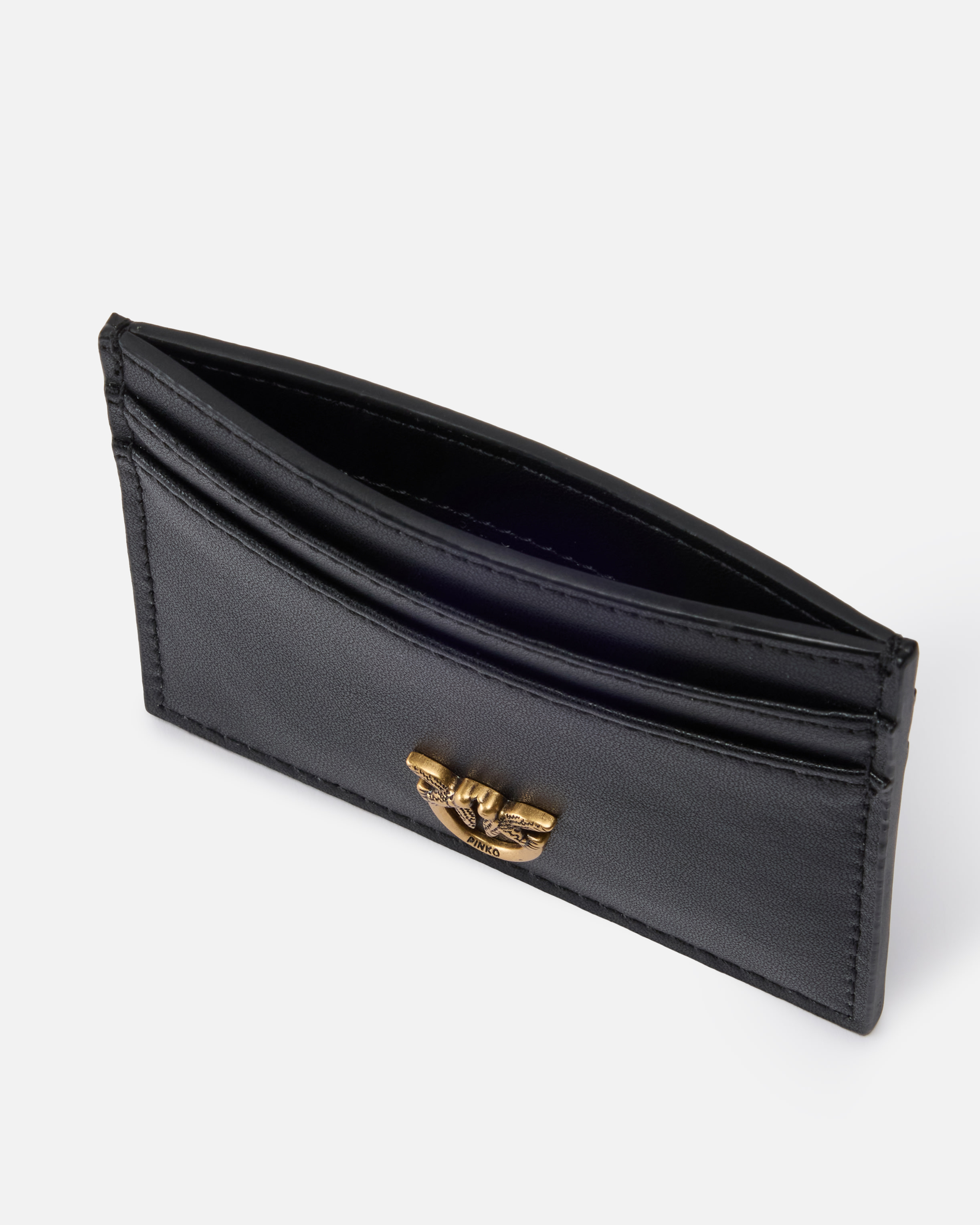 Pinko Leather Card Holder With Love Birds Logo In Multi