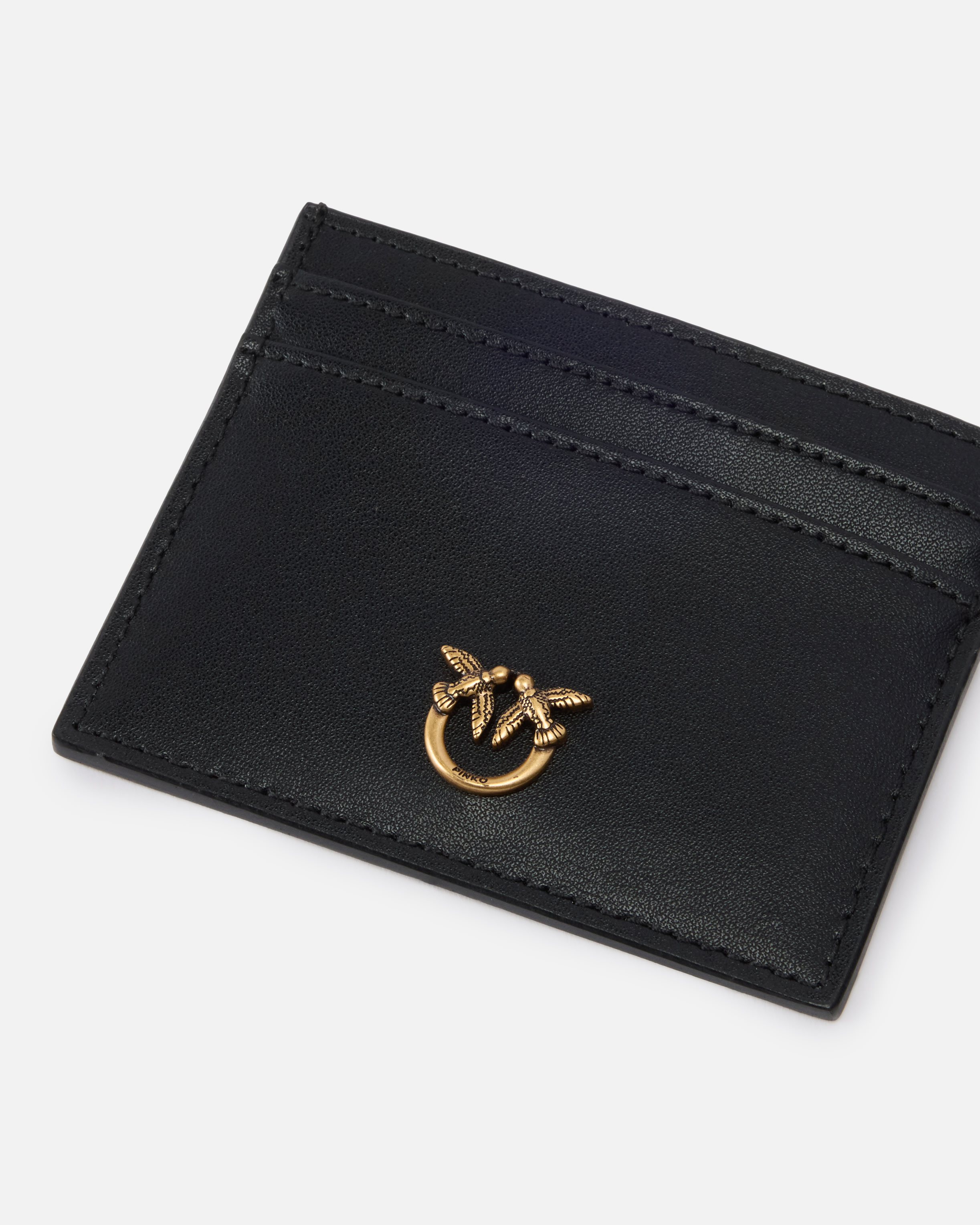 Pinko Leather Card Holder With Love Birds Logo In Multi