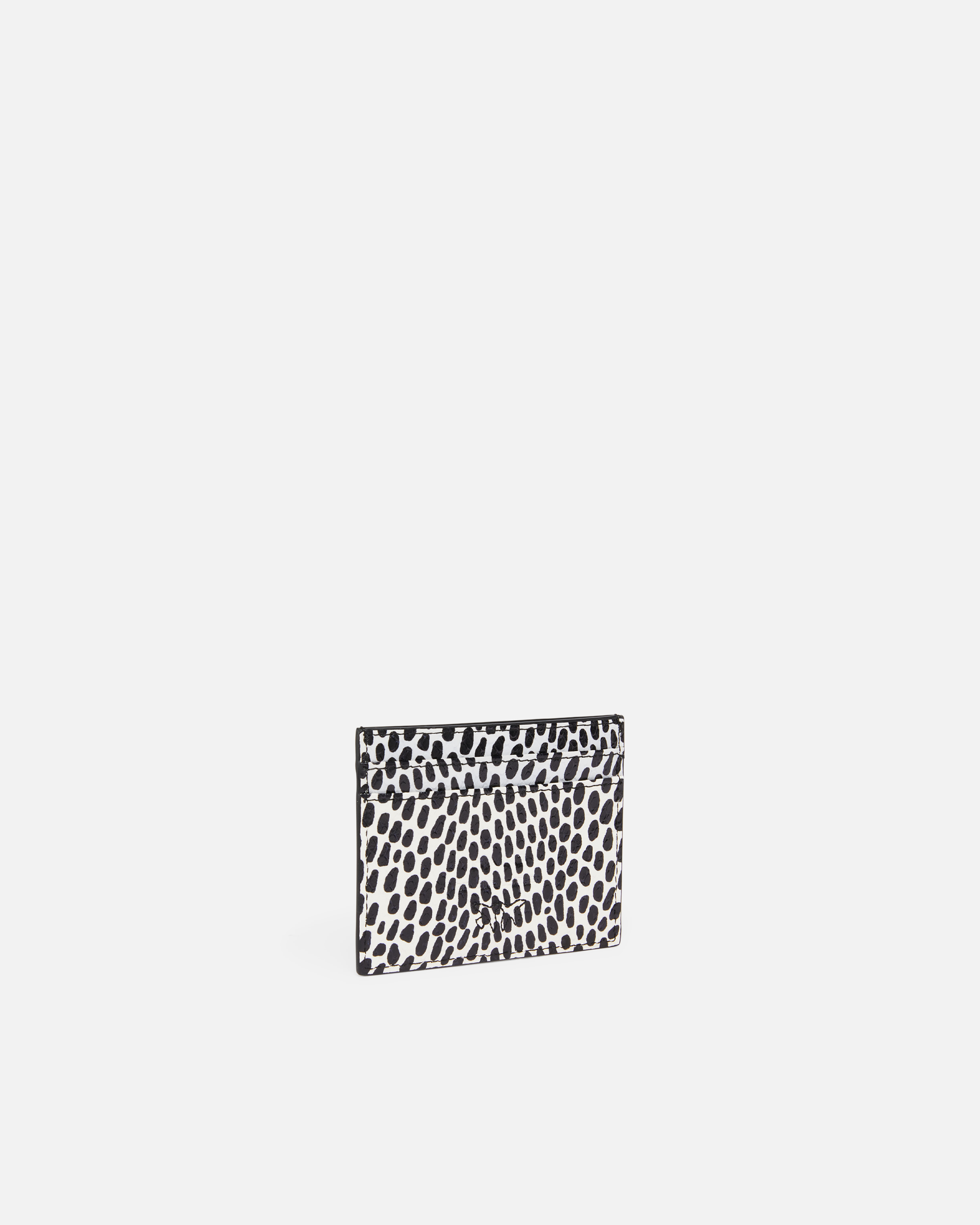 Pinko Reptile Print Card Holder With Polka Dots In Bianco/nero-antique Gold
