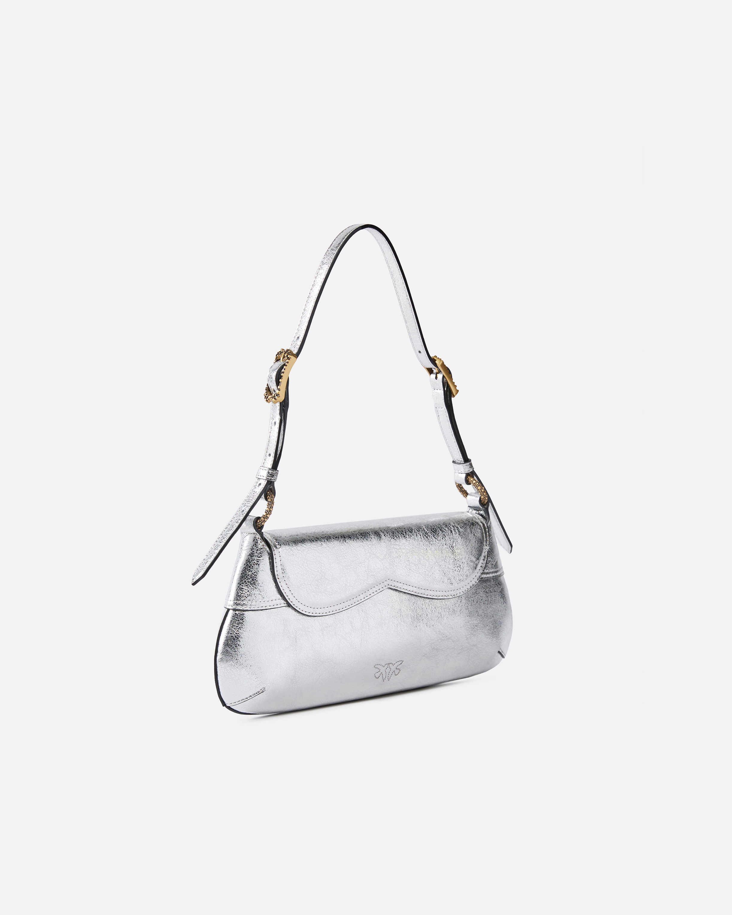 Сумка на плечо 520 Bag из ламинированной кожи - silver - large