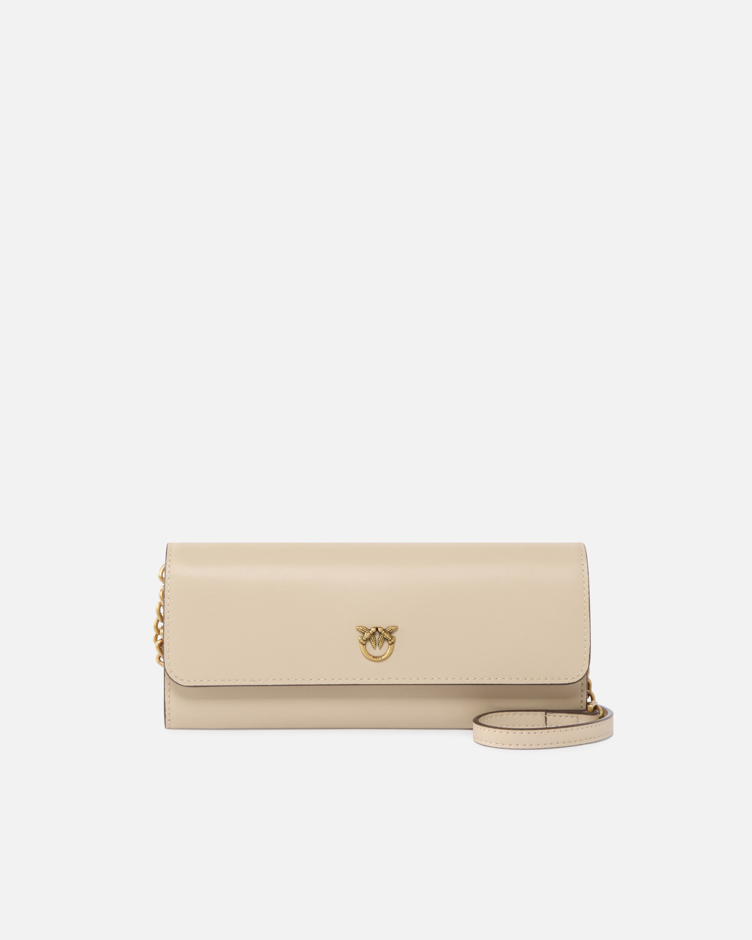 Pinko Leather Purse With Strap And Love Birds Logo In Multi