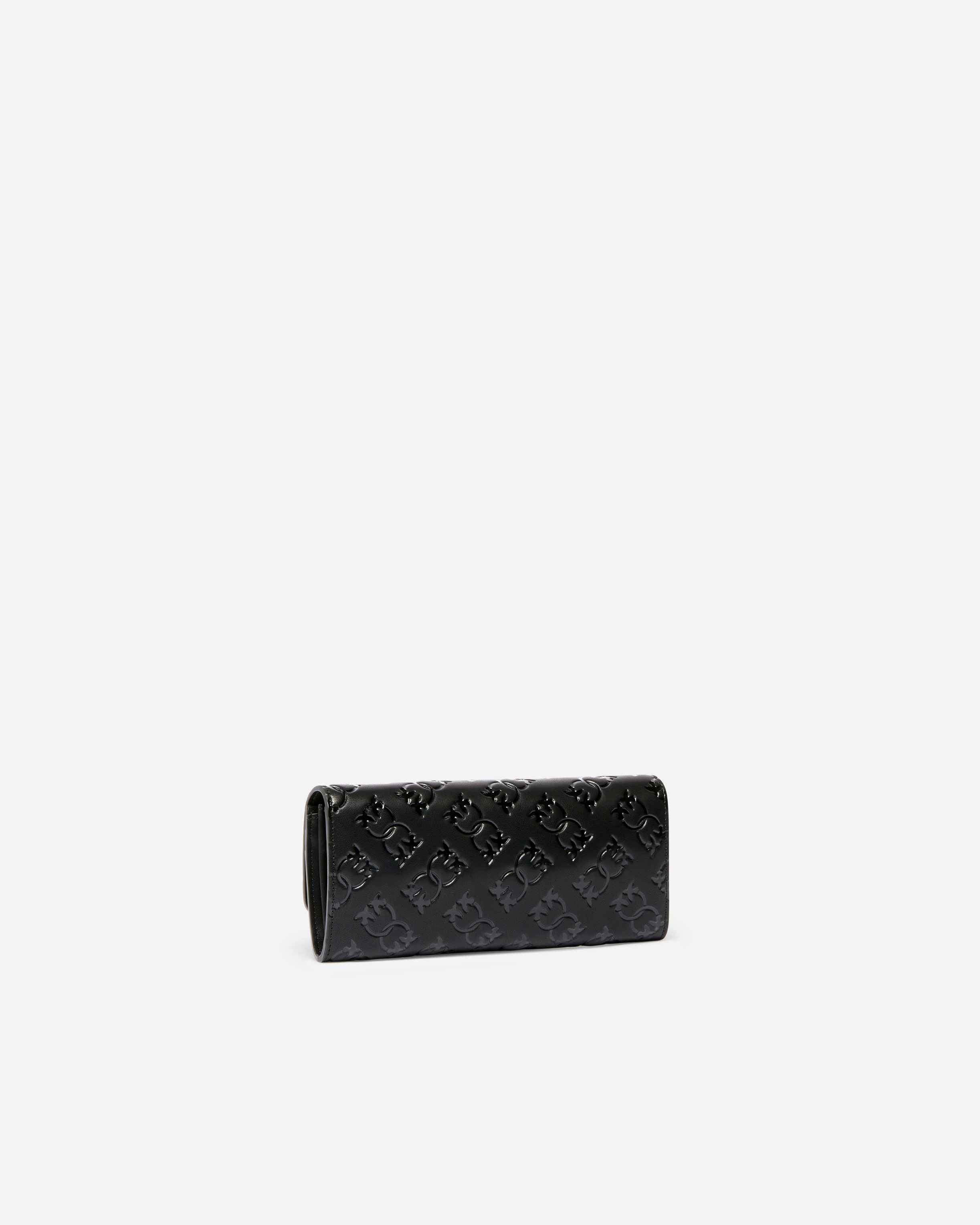 Rectangular Monogram leather wallet with strap PINKO → Shop