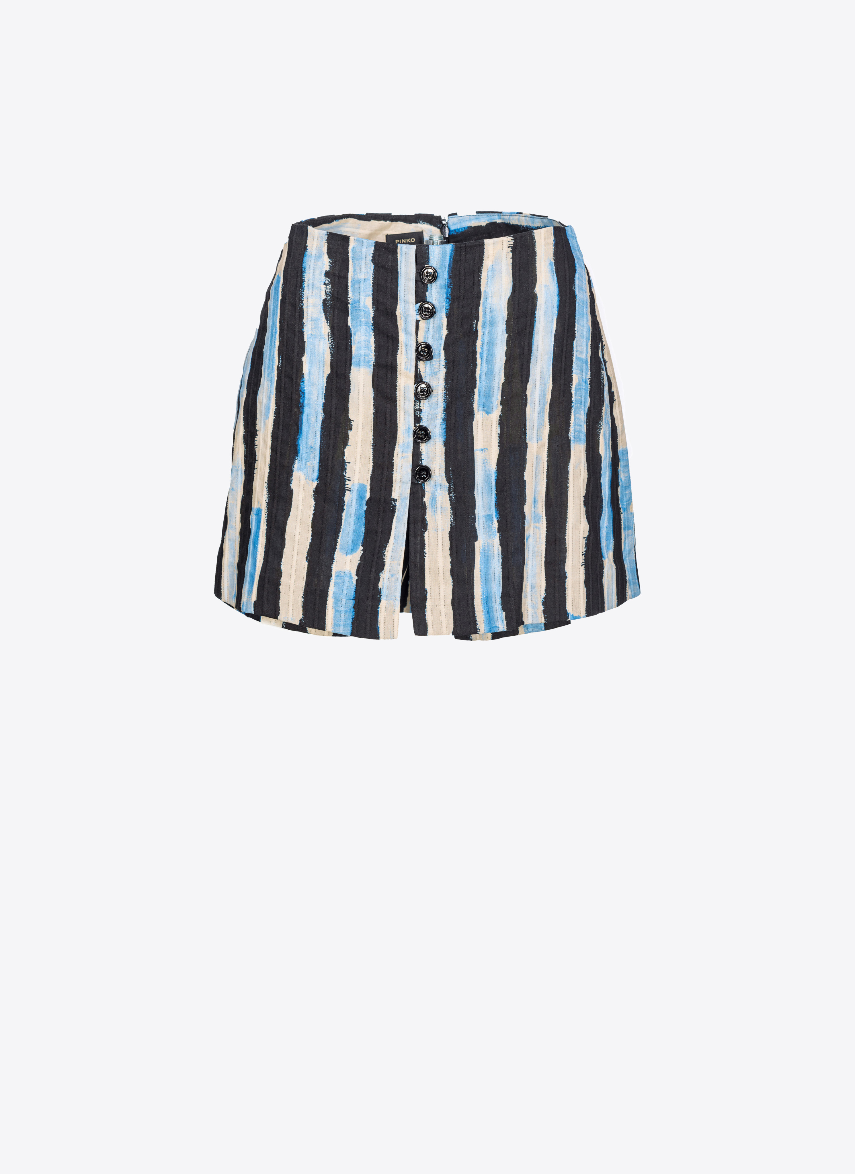 Shop Pinko Skorts With Painted-stripe Print In Noir/beurre/bleu Ciel