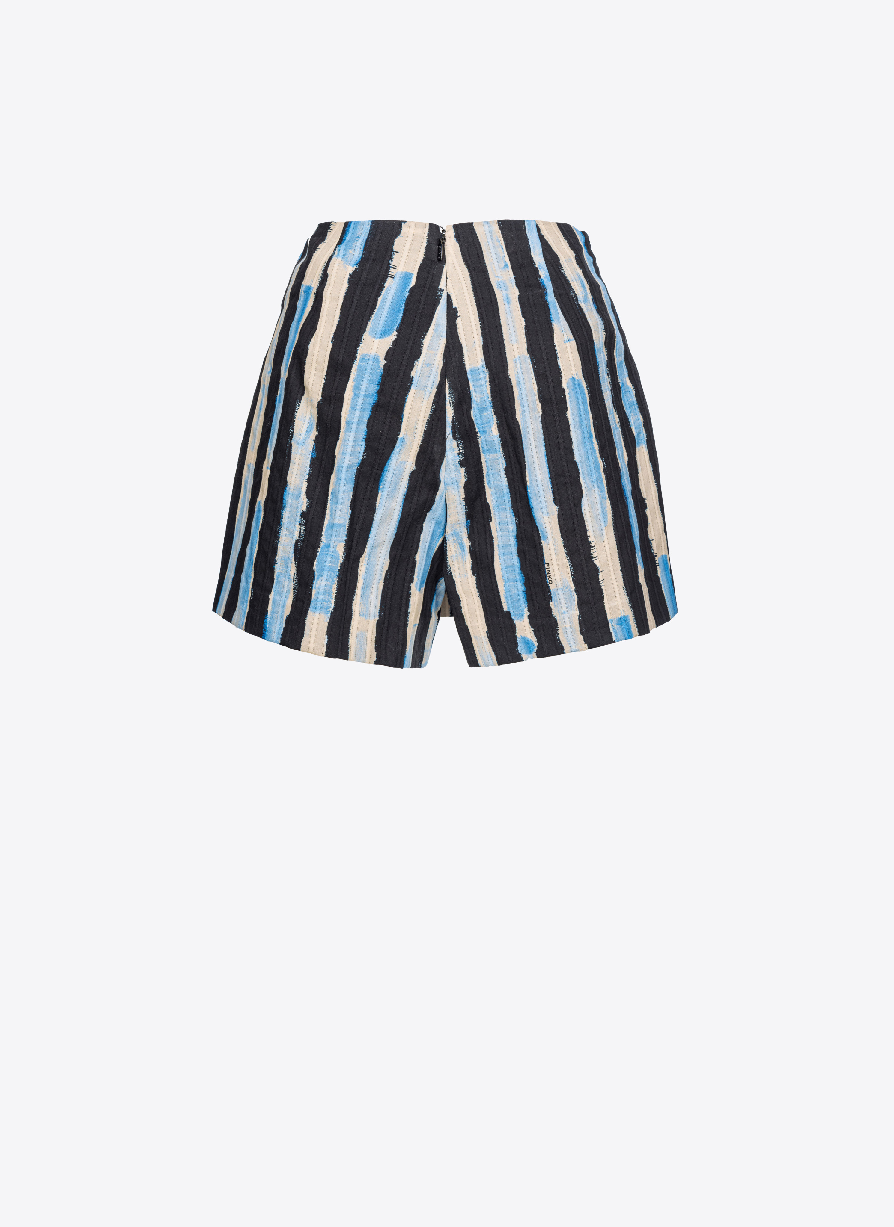 Shop Pinko Skorts With Painted-stripe Print In Noir/beurre/bleu Ciel