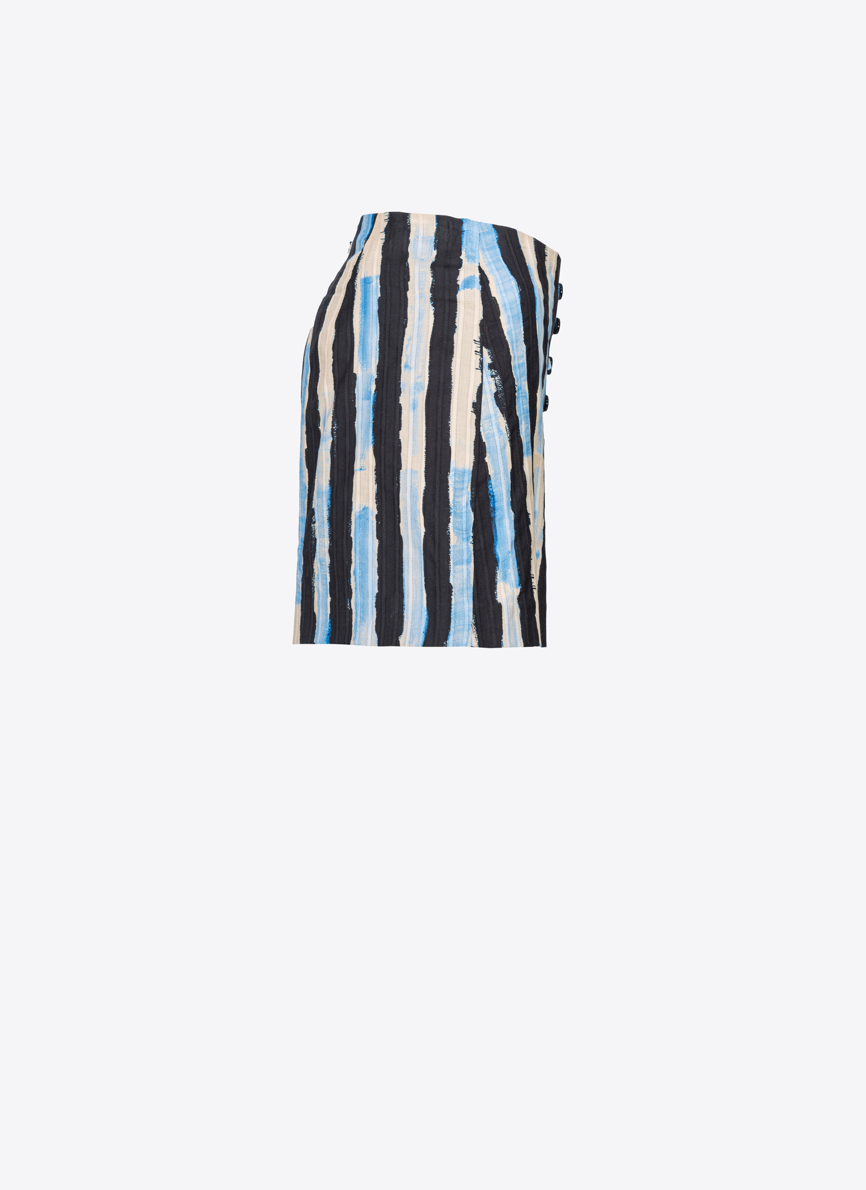 Shop Pinko Skorts With Painted-stripe Print In Noir/beurre/bleu Ciel