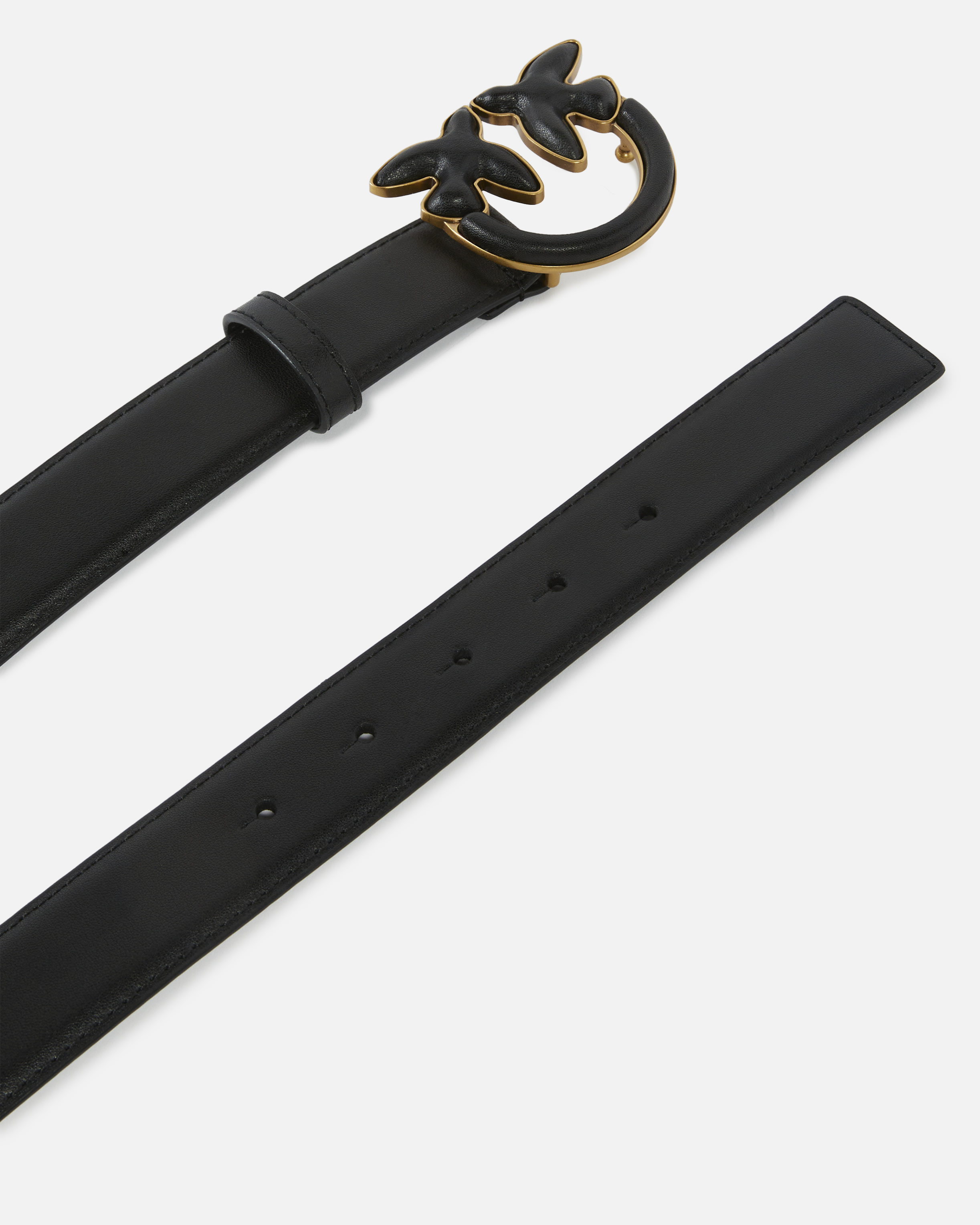 Pinko Ceinture De 3 Cm Avec Boucle Recouverte De Cuir In Black-antique Gold