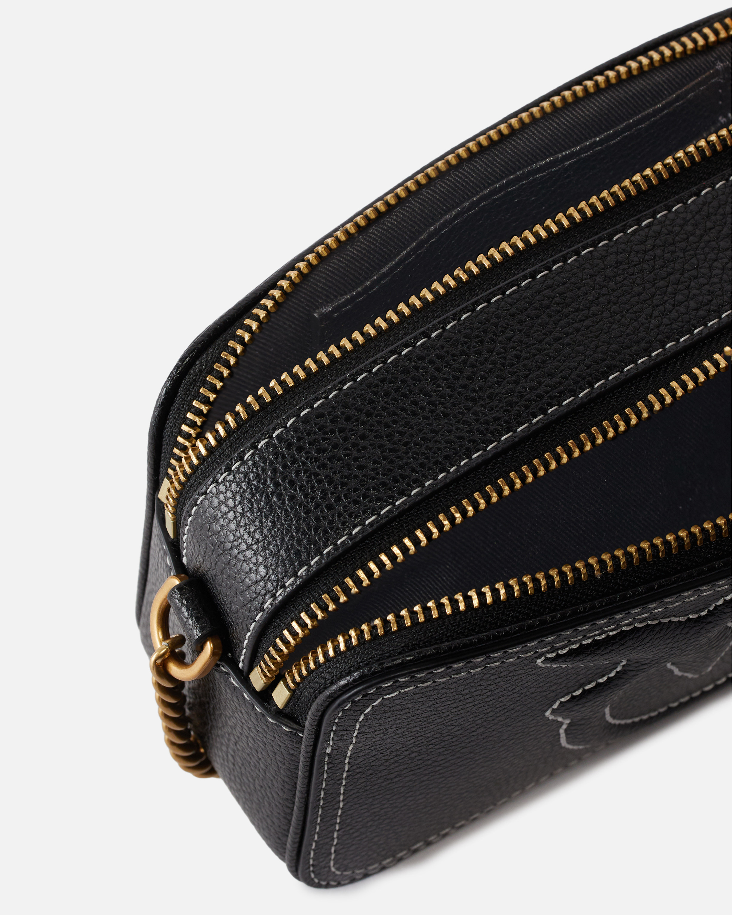 Pinko Small Crossbody Bag With Raised Love Birds Logo In Black-antique Gold