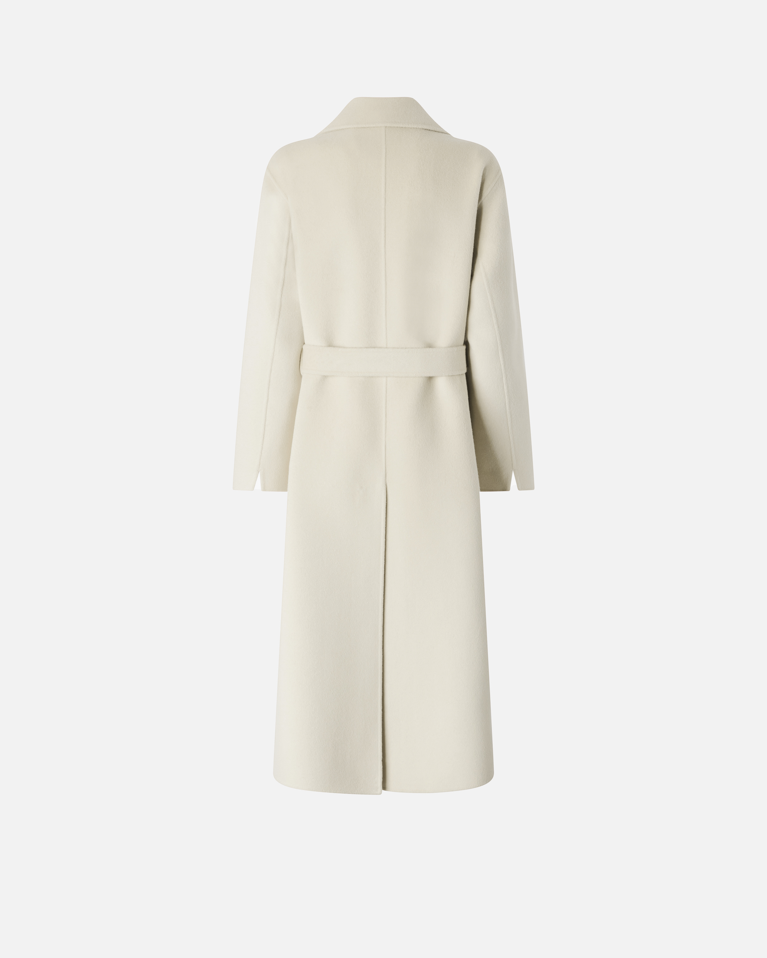 Длинное пальто из двойного драпа с поясом - БЕЖЕВЫЙ - large