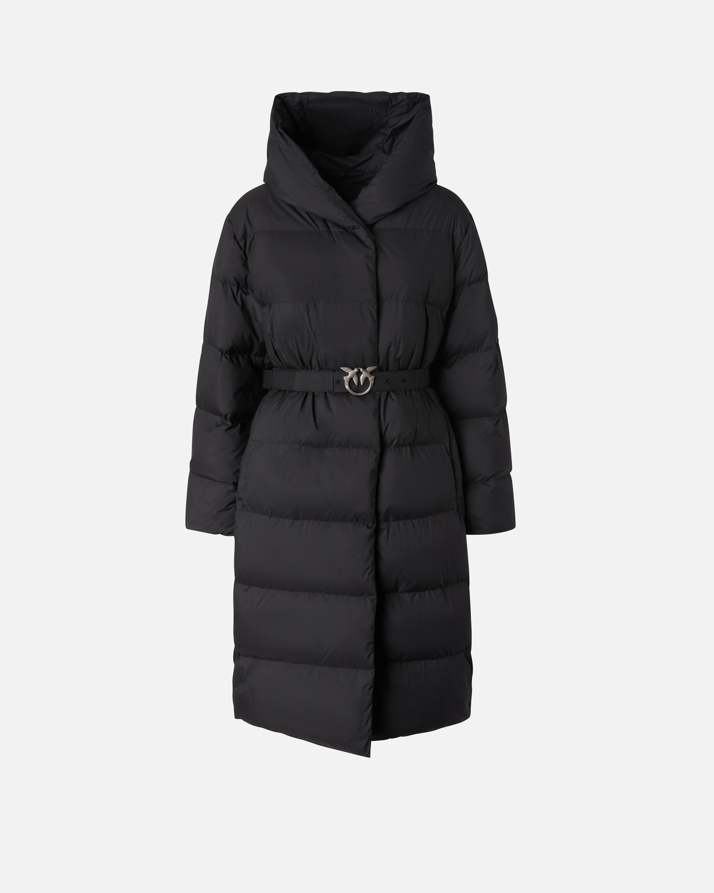 Padded technical canvas pea coat with belt PINKO → Shop Online