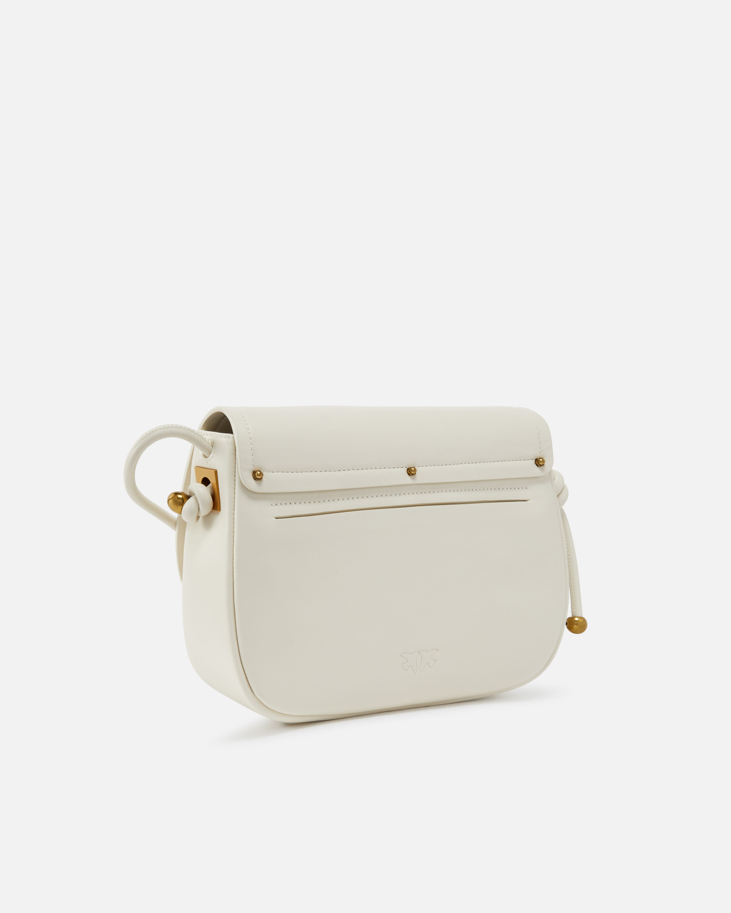 Pinko Large Saddle Cross Body Bag In Blanc+blanc-or Antique