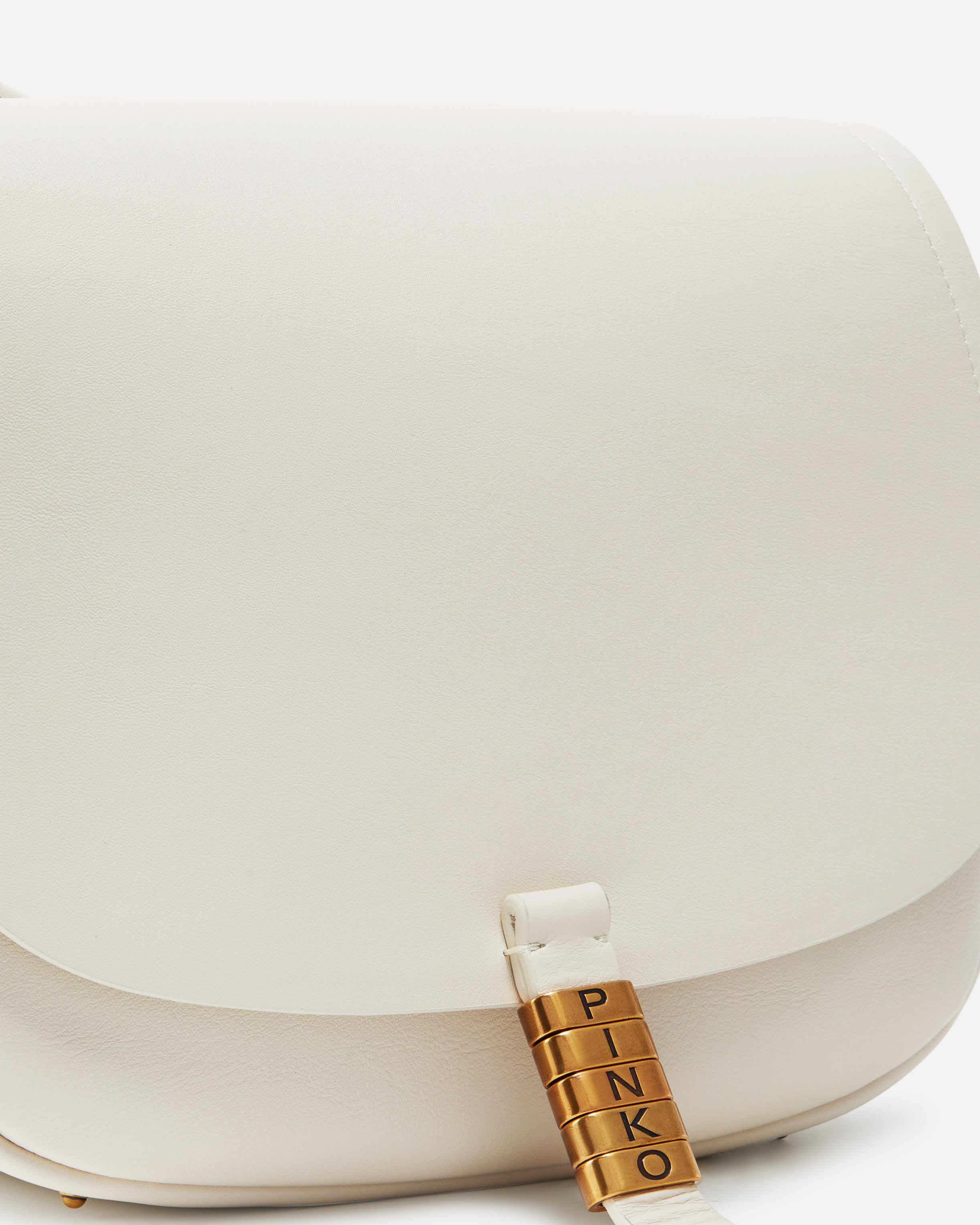 Pinko Large Saddle Cross Body Bag In Blanc+blanc-or Antique