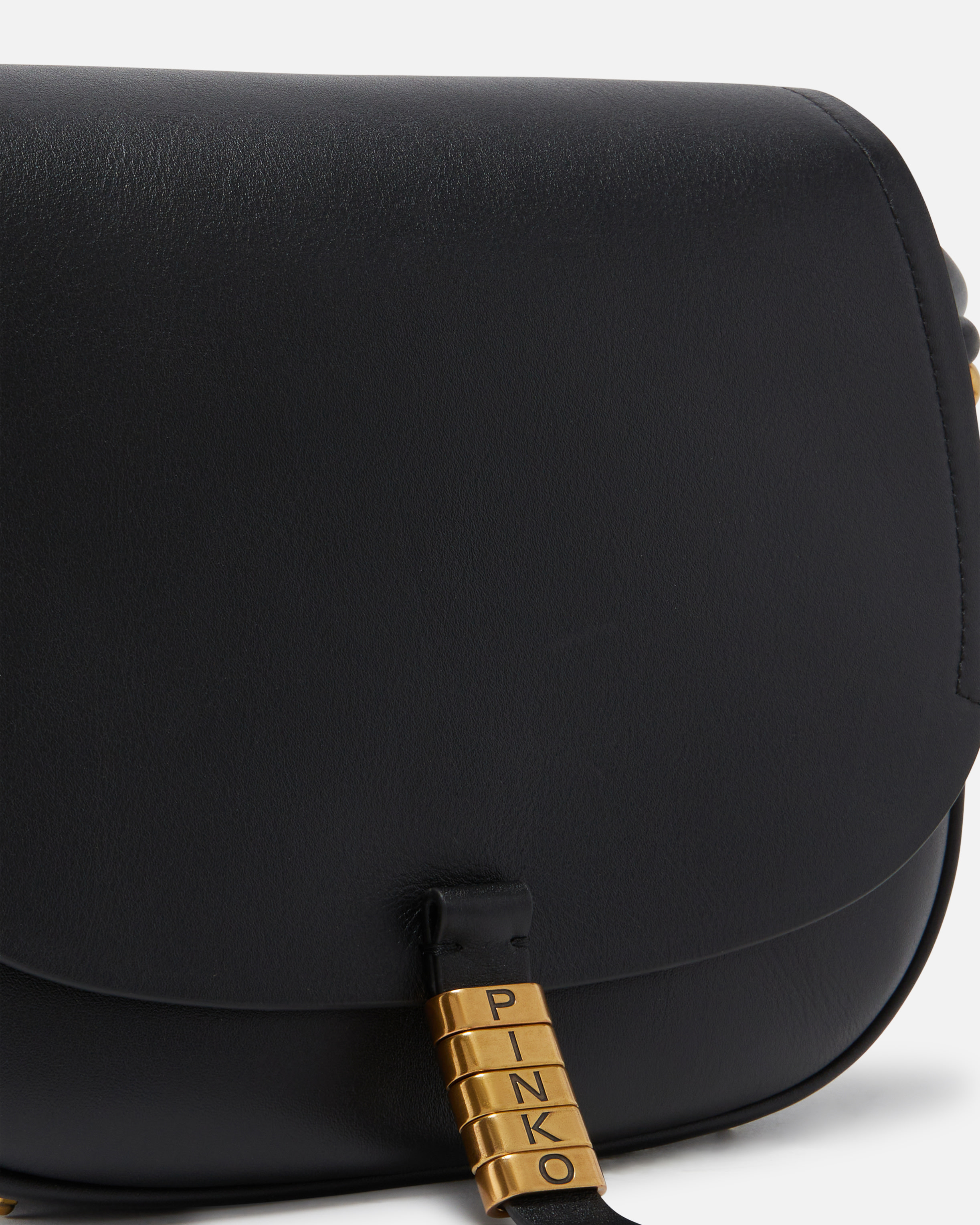Pinko Large Knot Detail Leather Crossbody Bag In Black-antique Gold