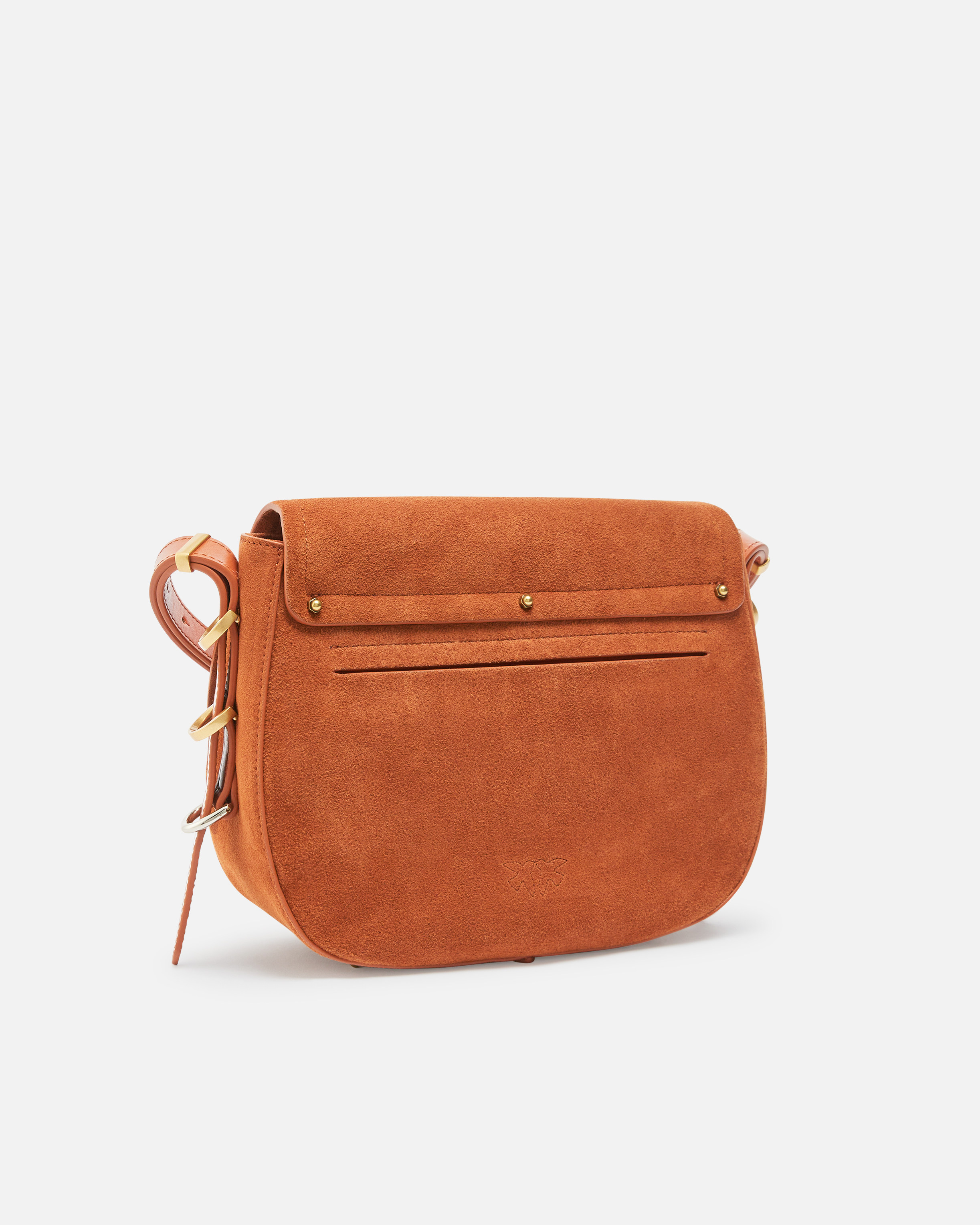 Pinko Suede Shoulder Bag With Metal Rings