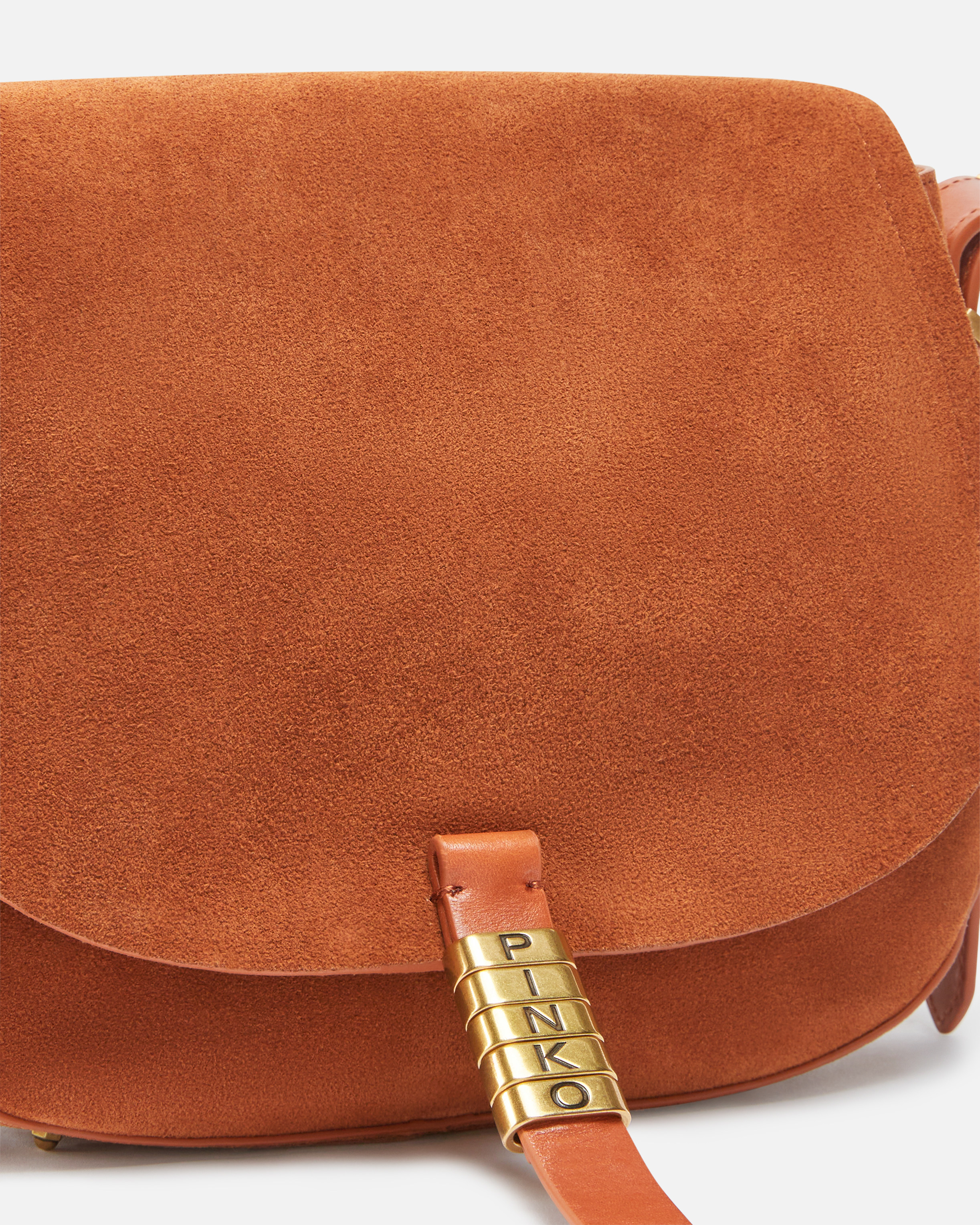 Pinko Suede Shoulder Bag With Metal Rings