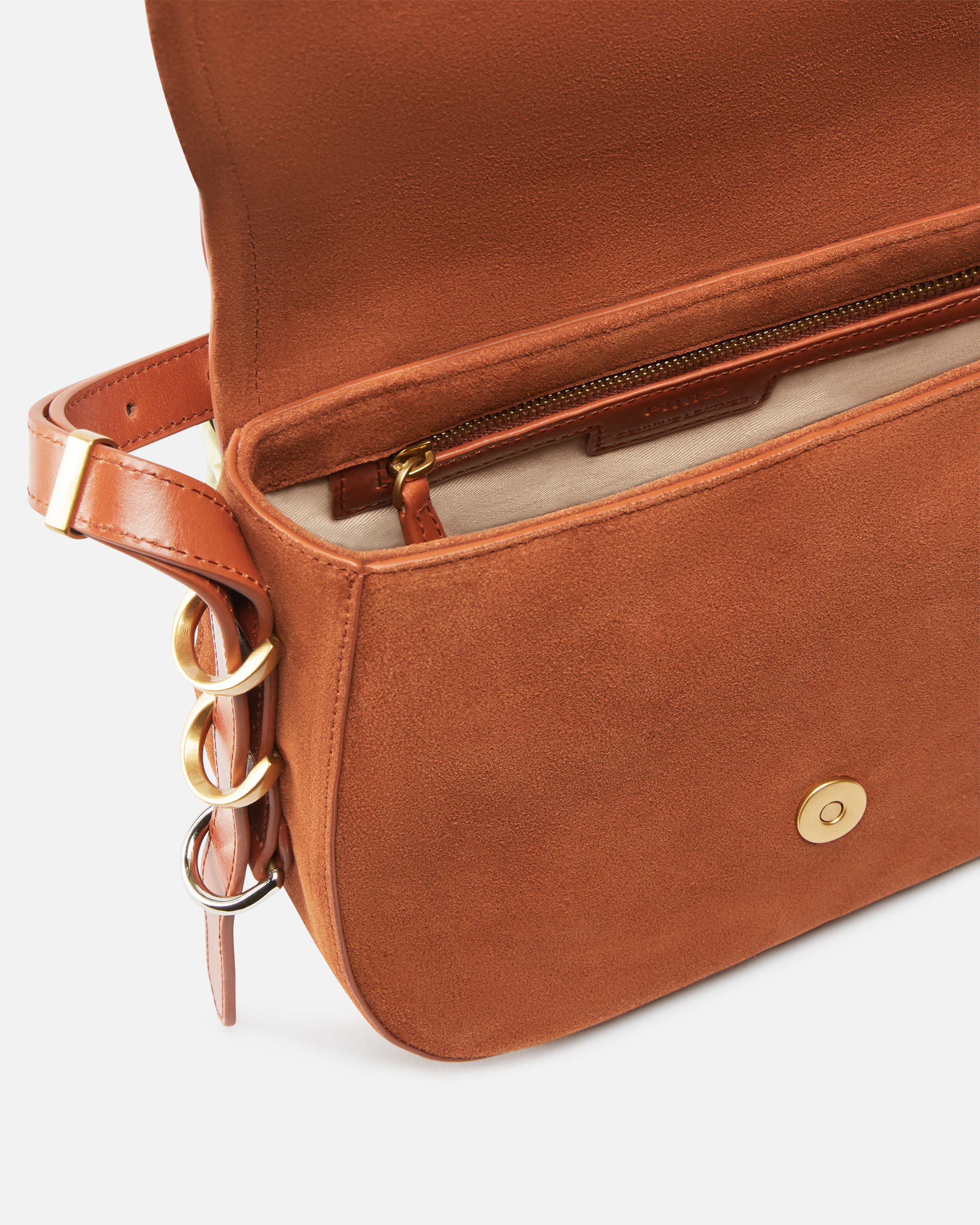 Pinko Suede Shoulder Bag With Metal Rings