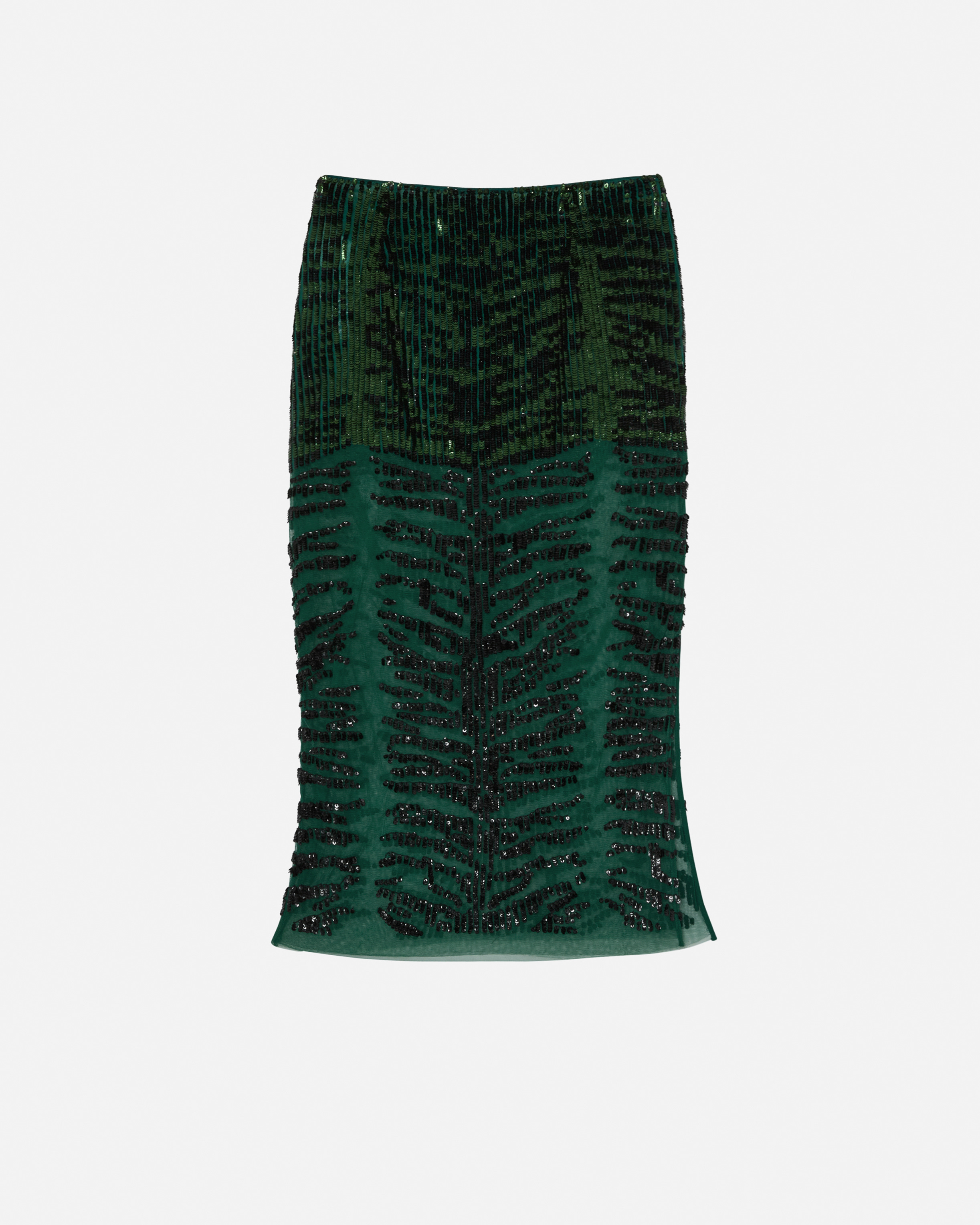 Pinko Pencil Skirt With Zebra-effect Sequin Embroidery In Green/black