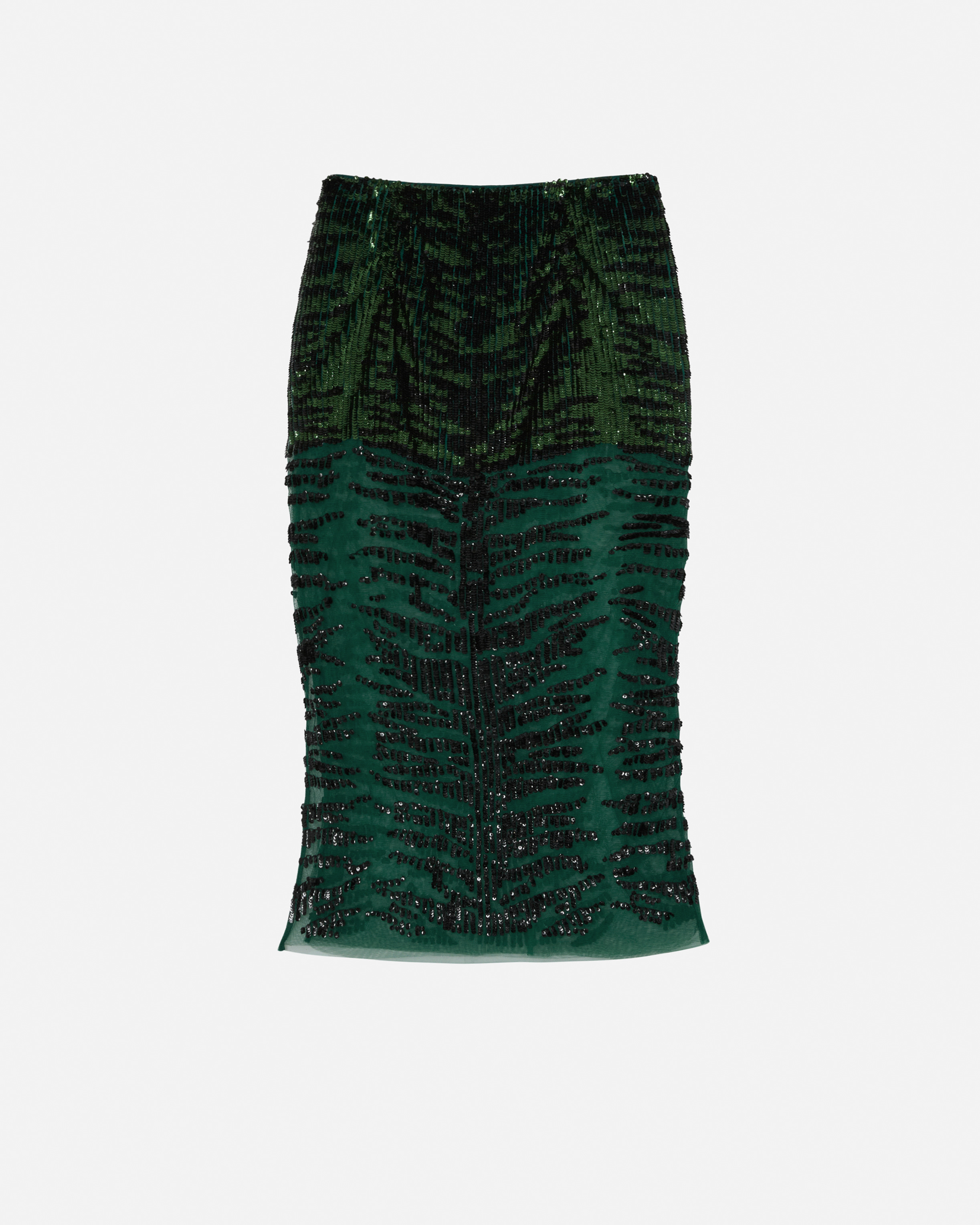 Pinko Pencil Skirt With Zebra-effect Sequin Embroidery In Green/black