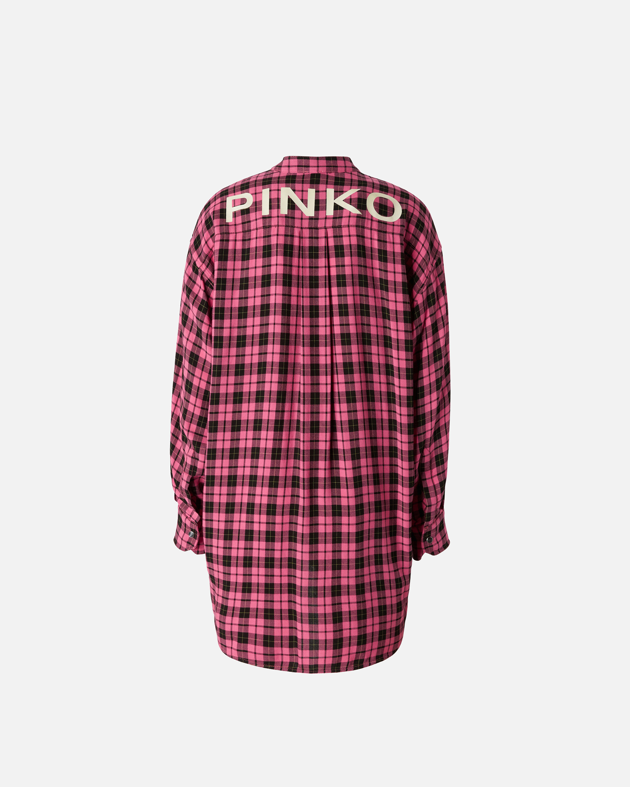 Pinko Plaid Shirt In Multicolore Fuchsia/noir