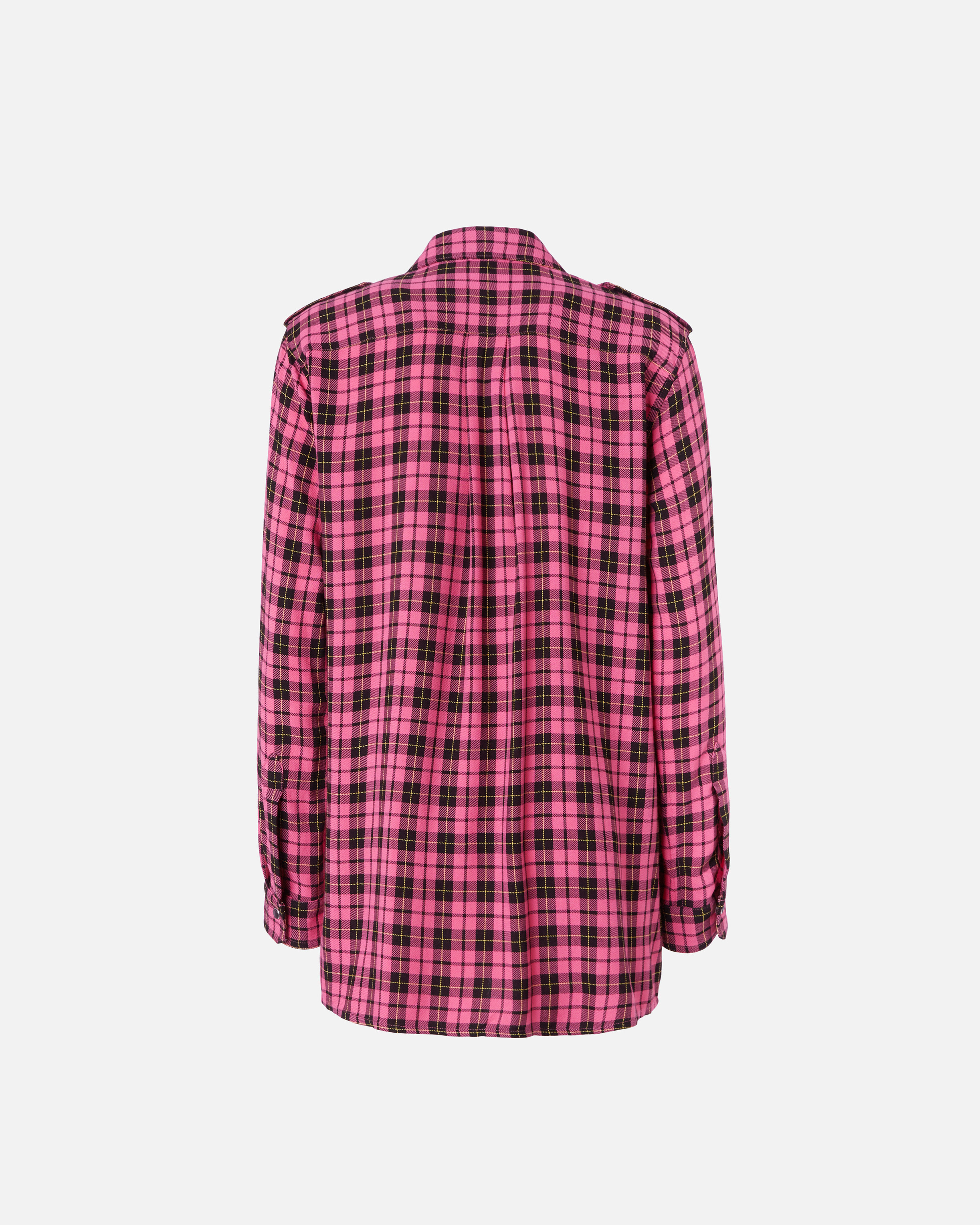 Pinko Classic Plaid Shirt In Multicolour - Fuchsia/black