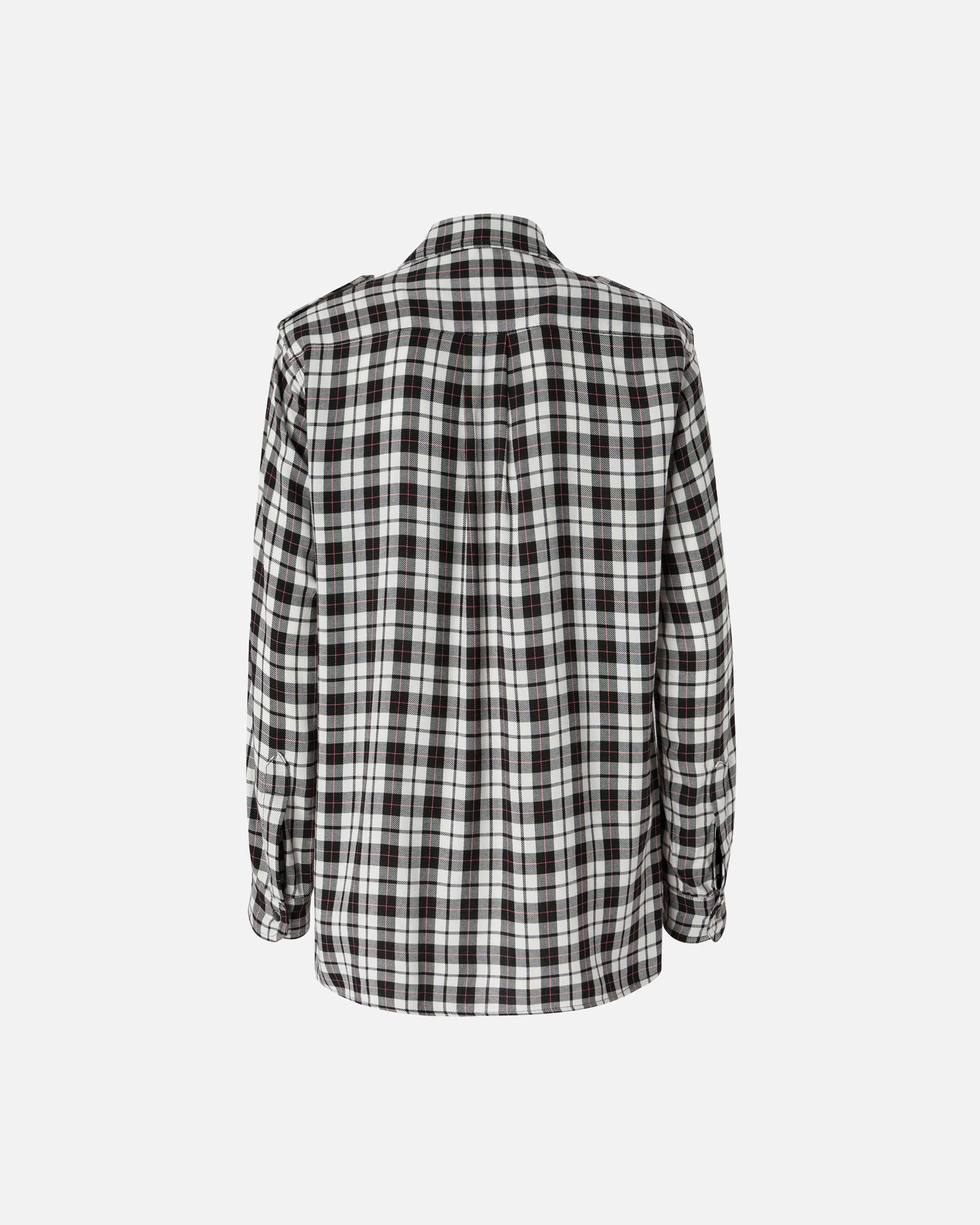 Pinko Classic Plaid Shirt In White/black/fuchsia