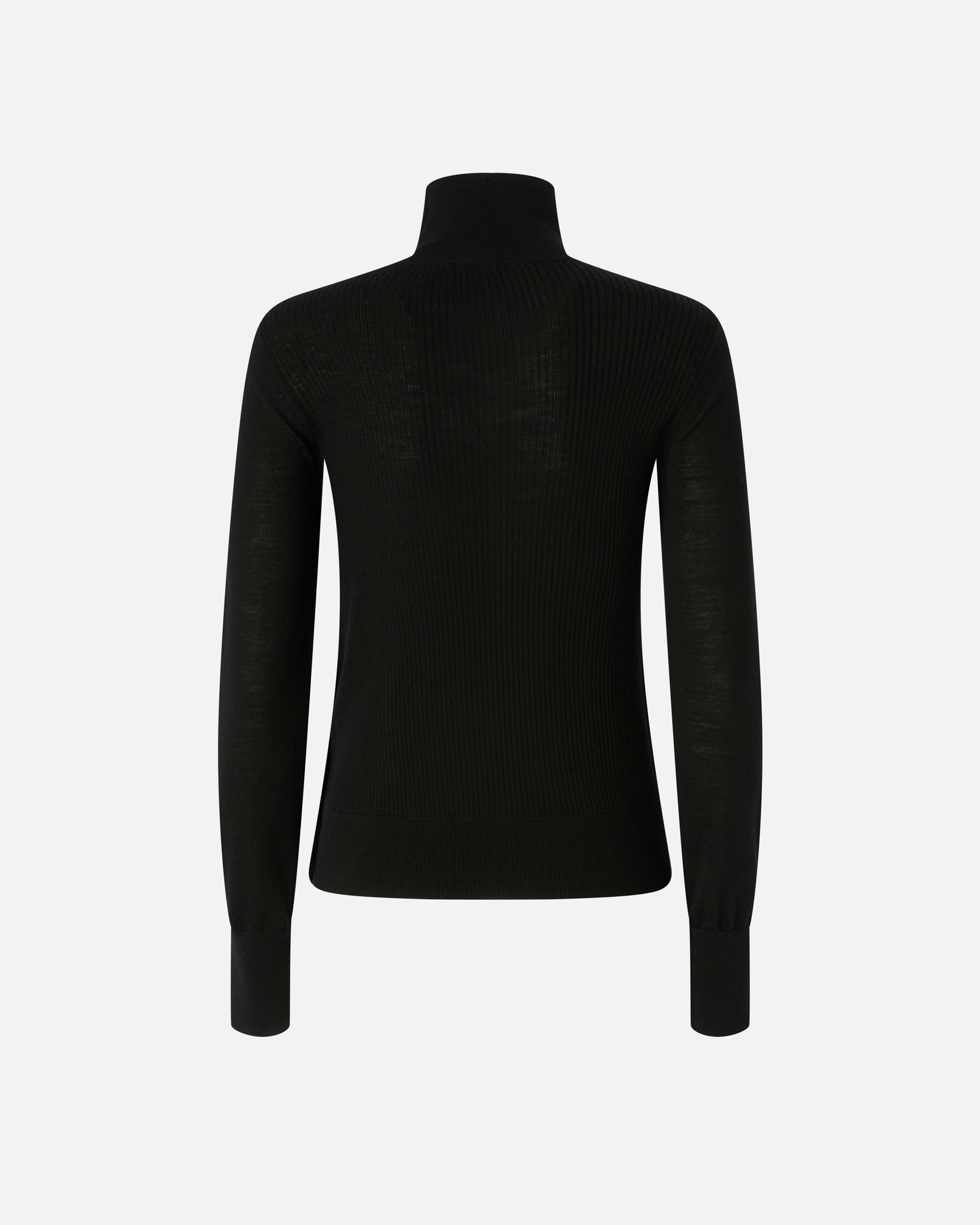 Pinko Fitted Ribbed Turtleneck Sweater With Decorative Buttons In Black