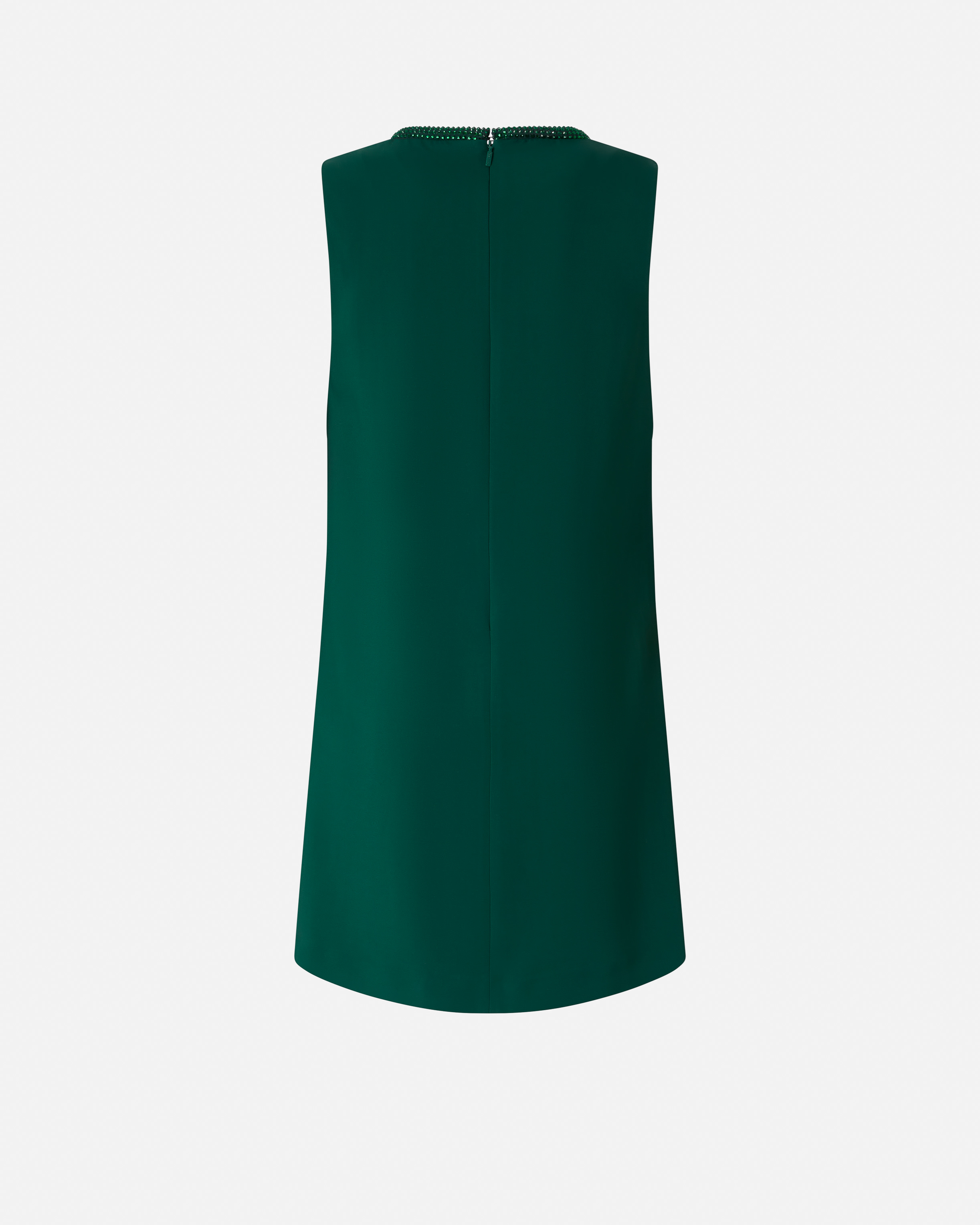 Pinko Mini Dress With Jewel Neck In Verde Bottiglia Scuro