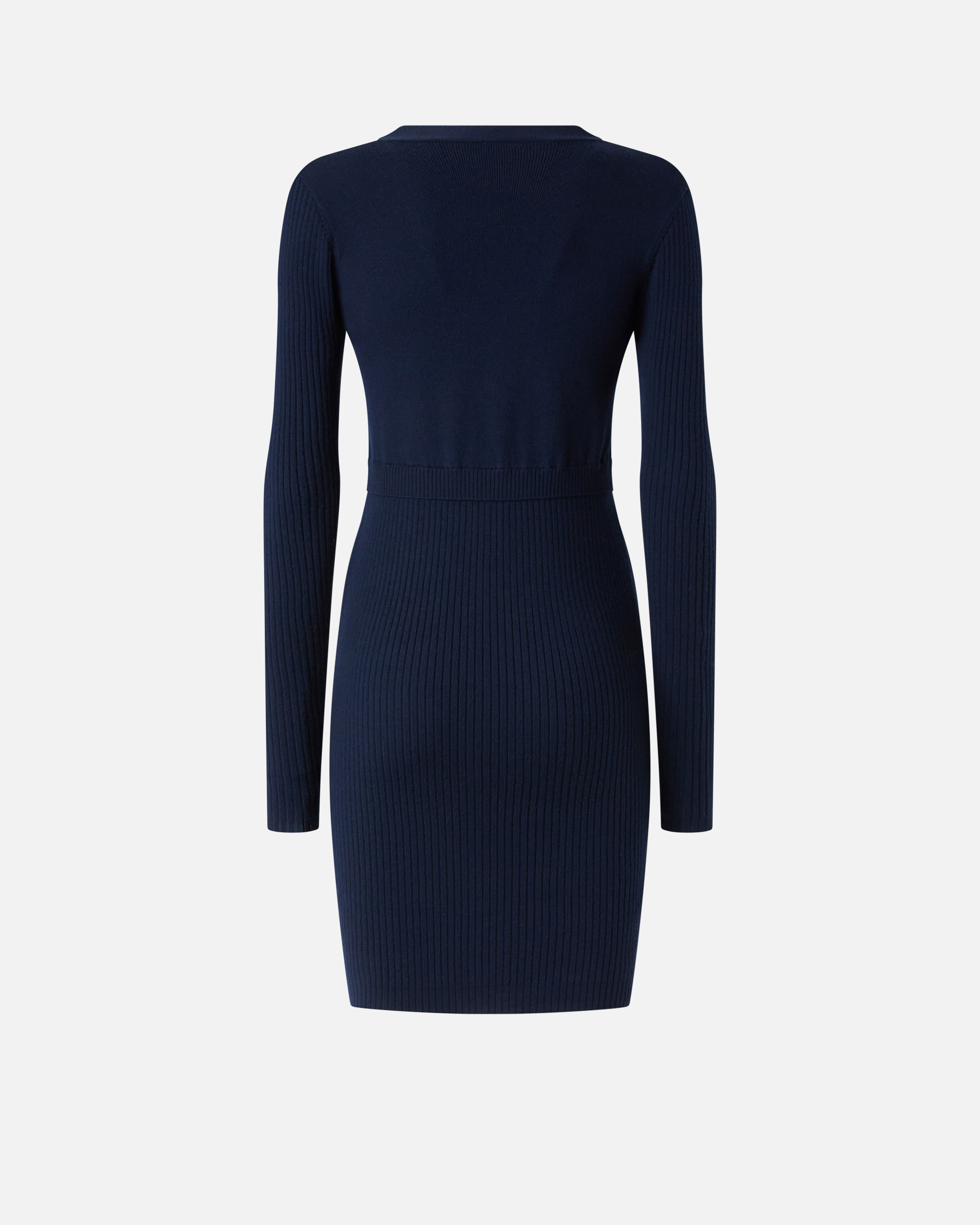 Мини-платье из шерсти в рубчик - СИНИЙ - large