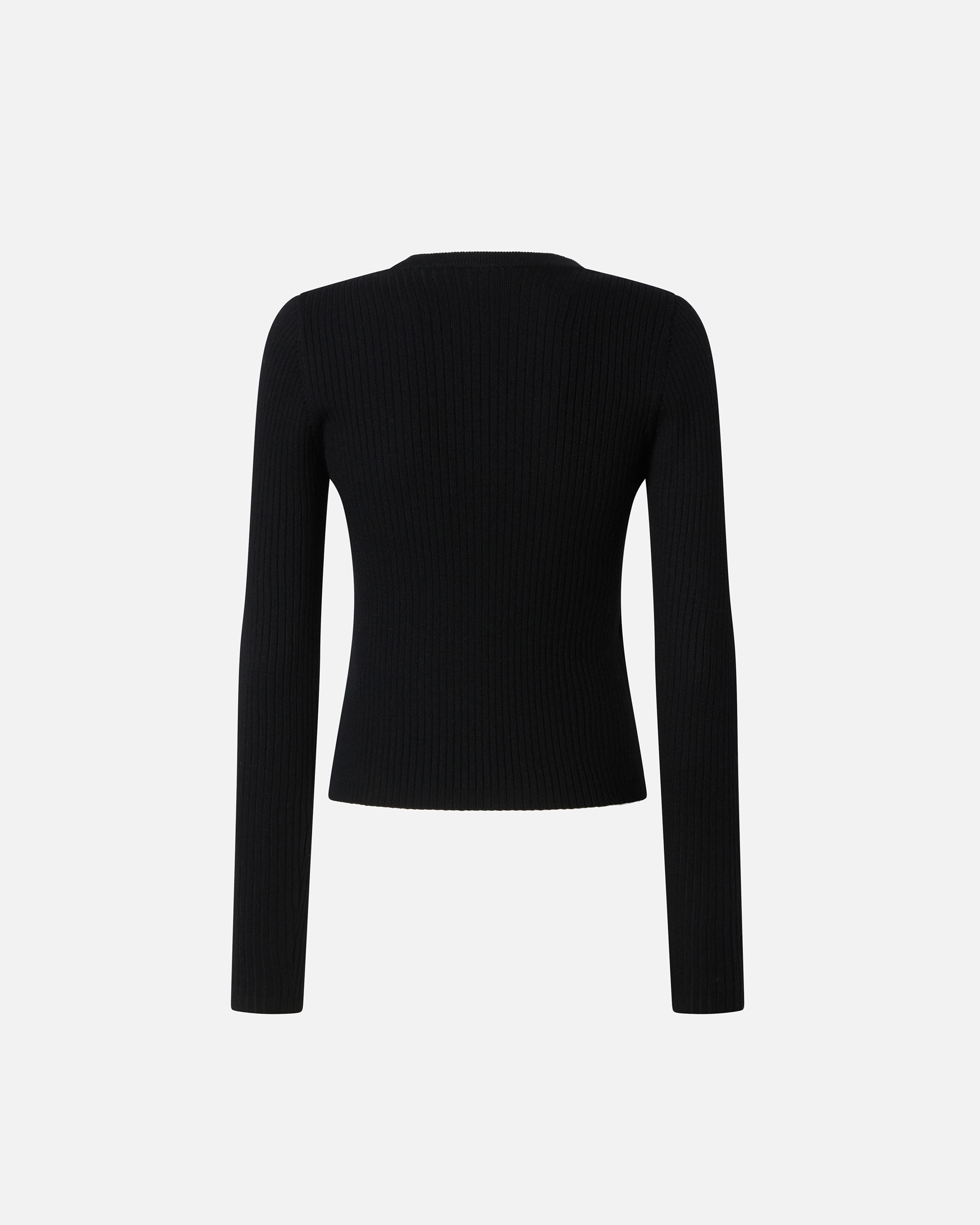 Pinko Ribbed Wool Long-sleeved Jumper In Limo Black
