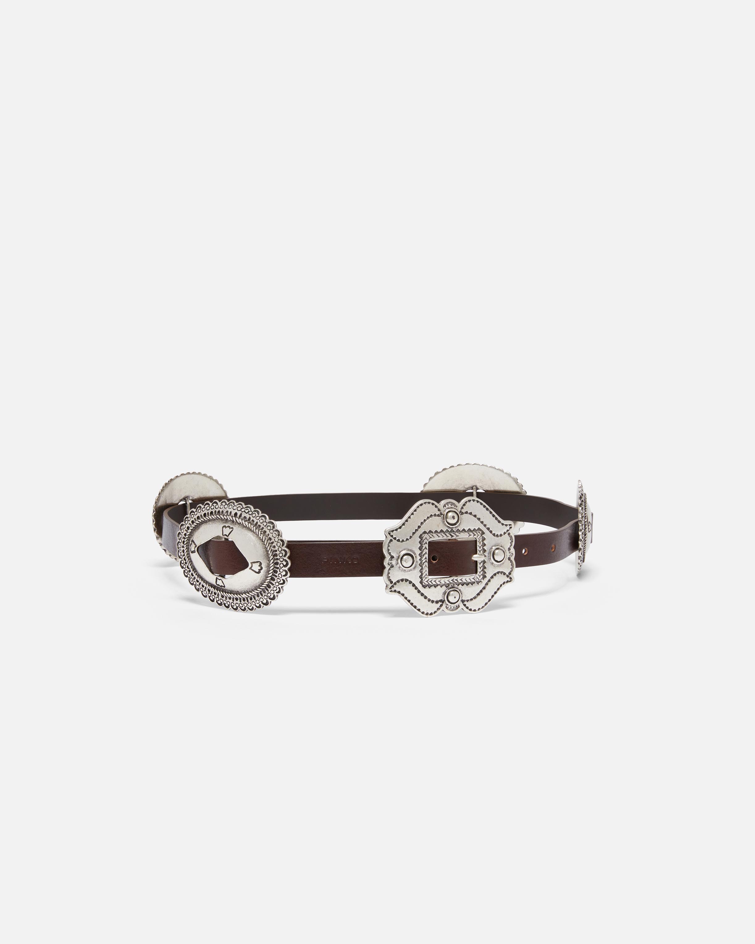 Pinko Belt With Large Buckle In Tête-de-nègre-vieil Argent