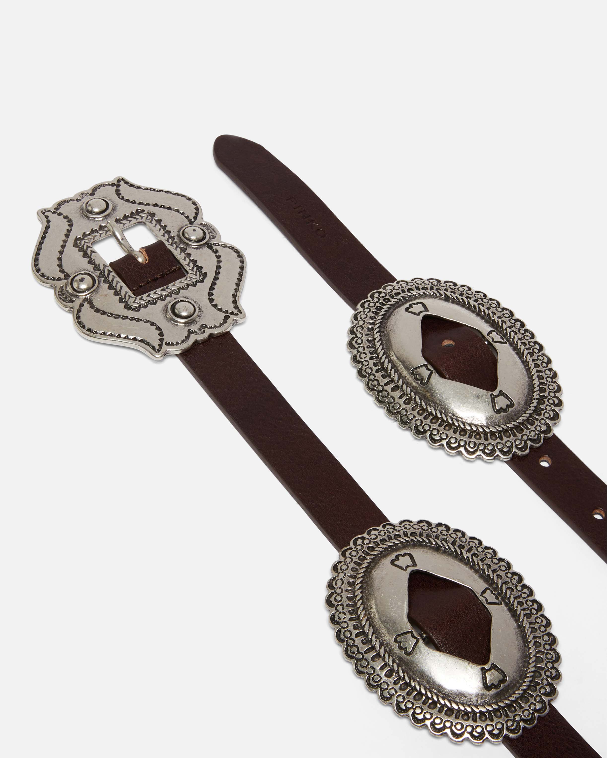Pinko Belt With Large Buckle In Tête-de-nègre-vieil Argent