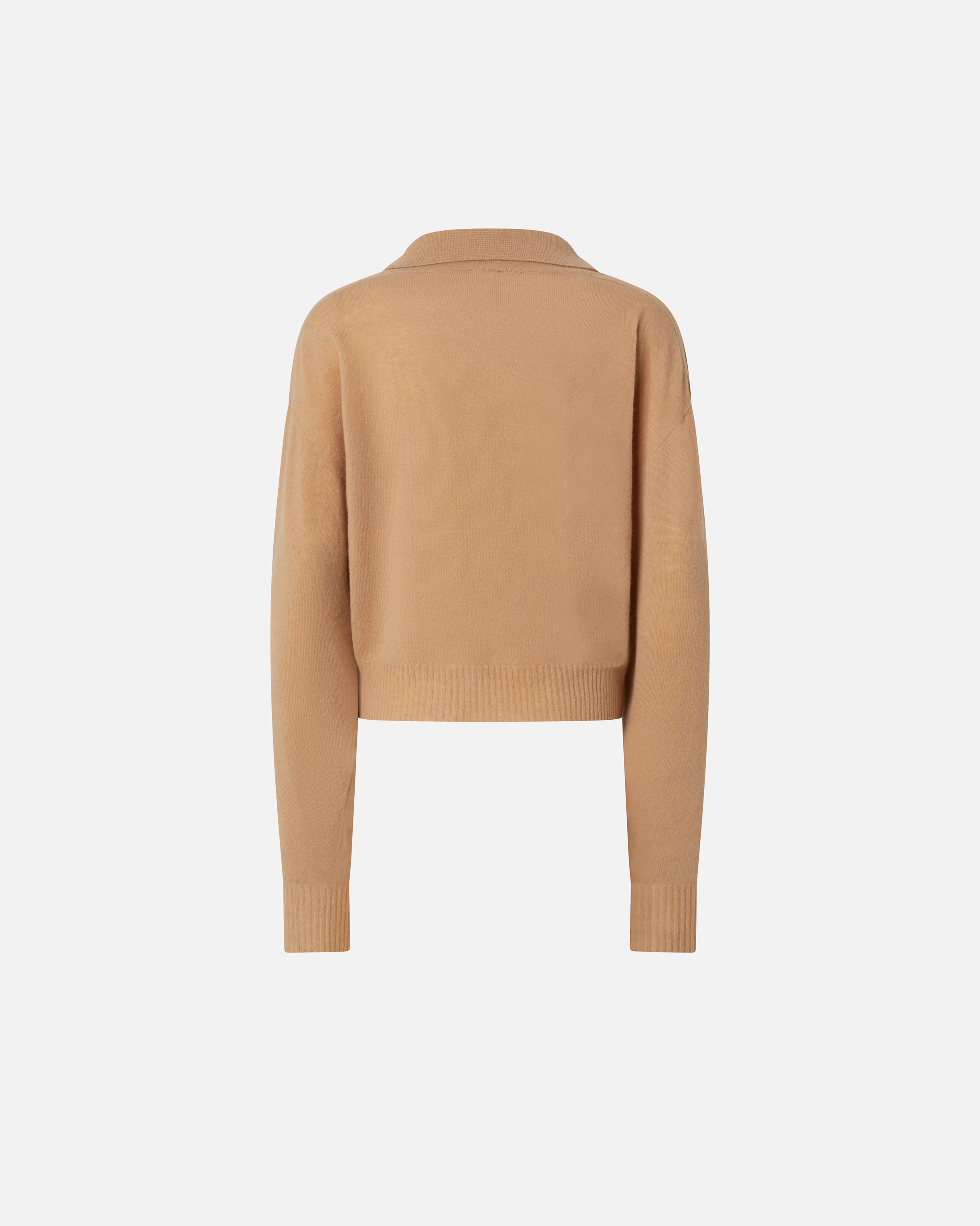 Укороченный джемпер из смесового кашемира с воротником - БЕЖЕВЫЙ - large