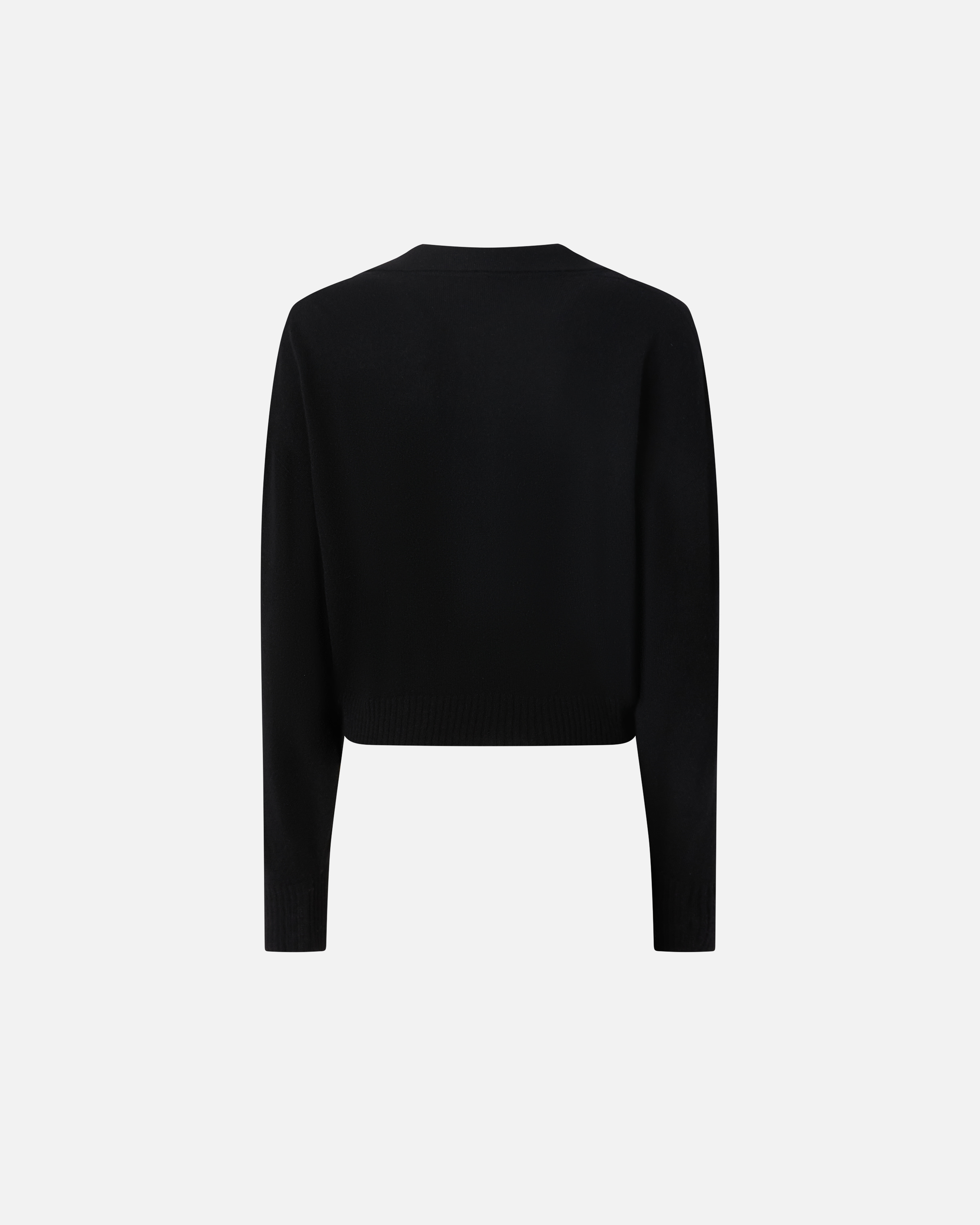 Укороченный джемпер из смесового кашемира с воротником - ЧЕРНЫЙ - large