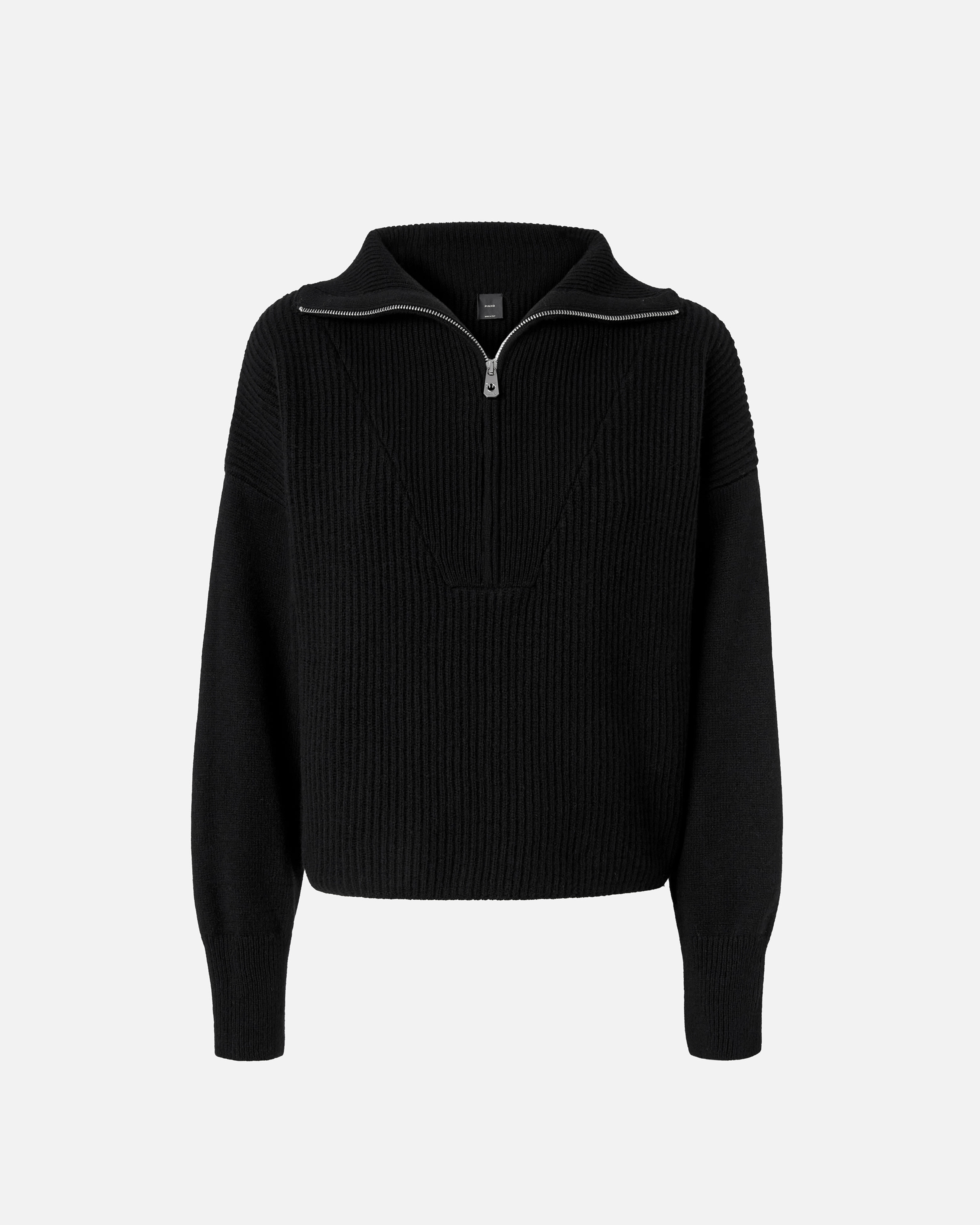 Pinko Rippstrick-Pulli mit Reißverschlusskragen