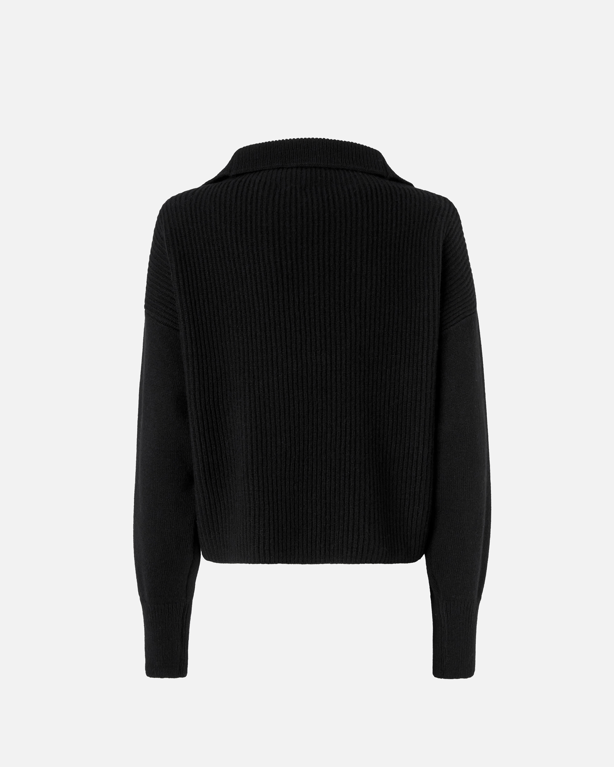 Pinko Pull Côtelé À Col Zippé In Limo Black