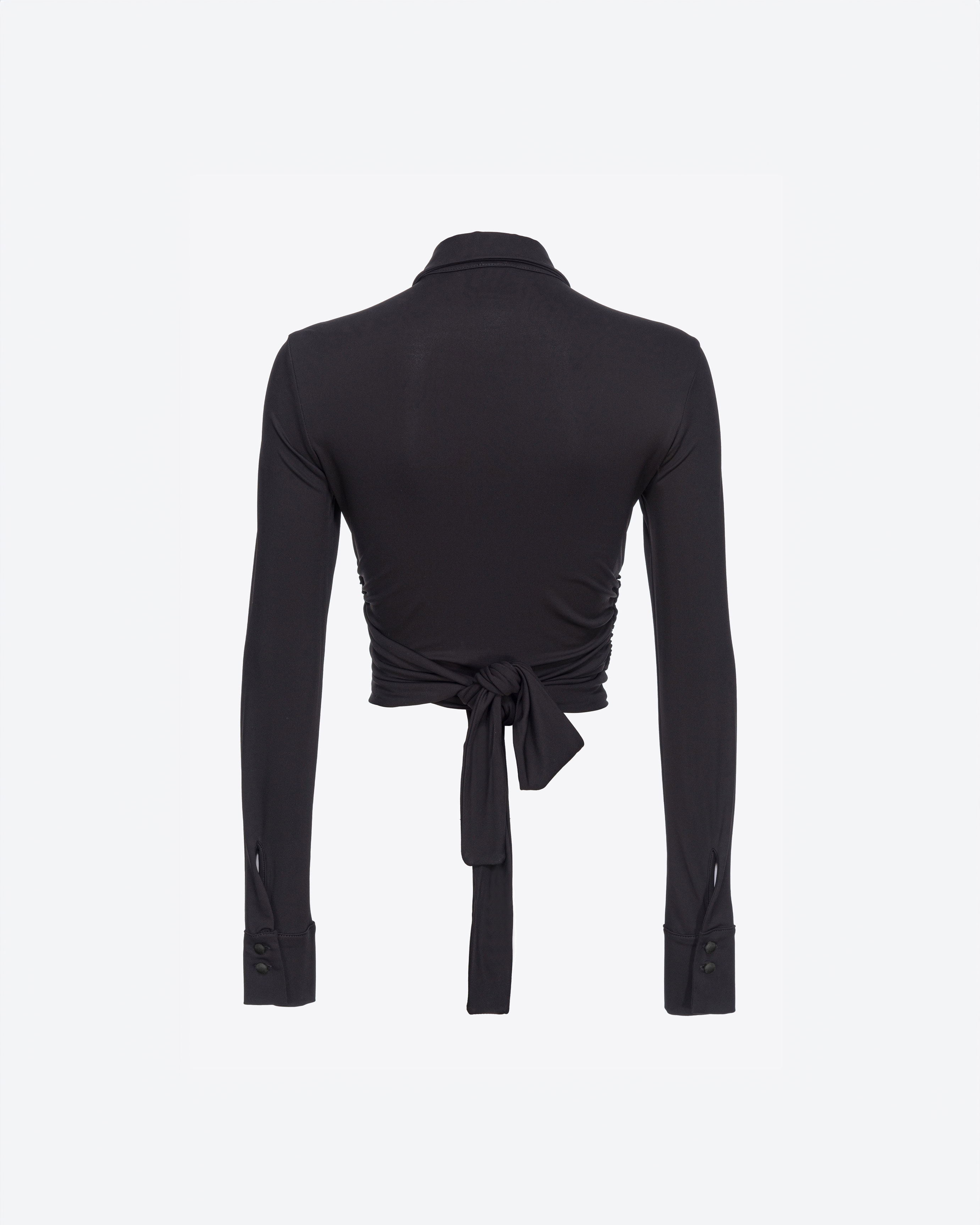 Укороченная блузка с воротником - ЧЕРНЫЙ - large
